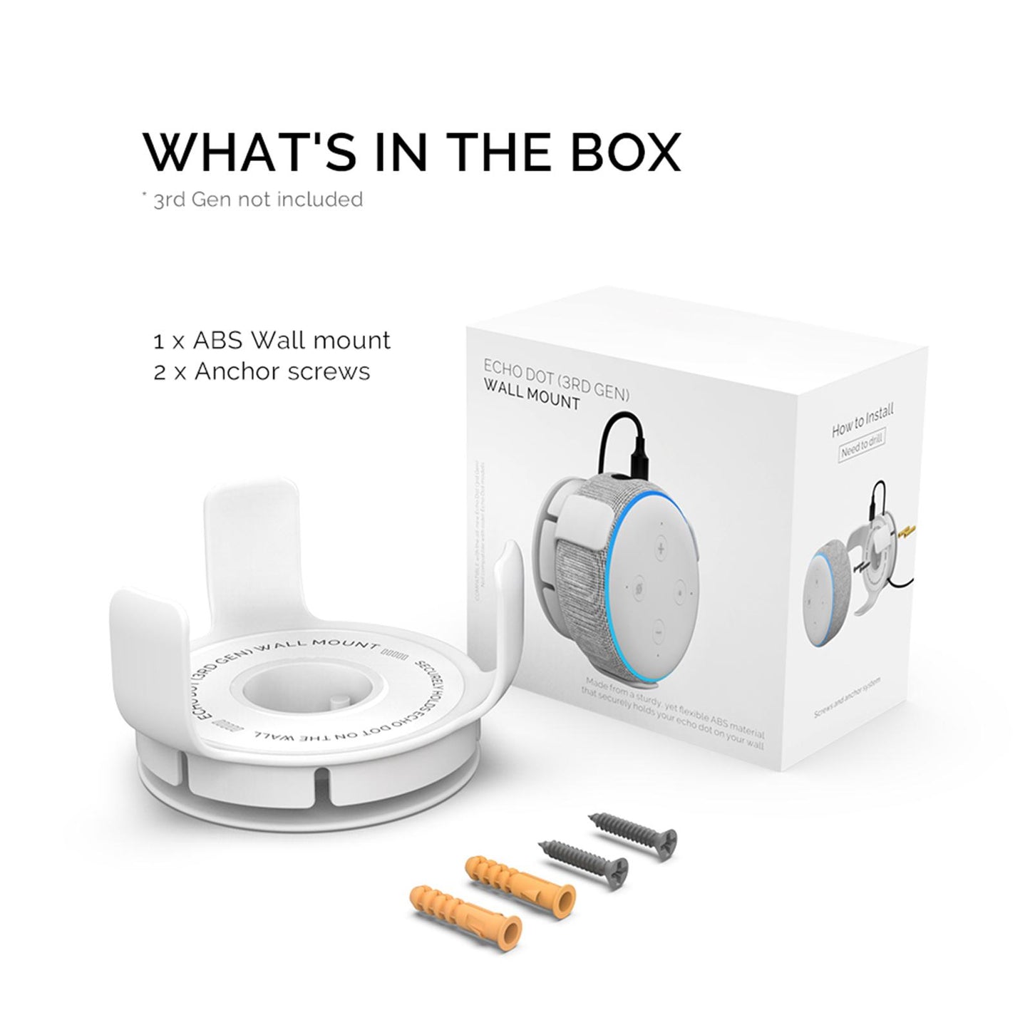 Wall Mount Holder Smart Home Stand for Google Home Mini White 2 Sets