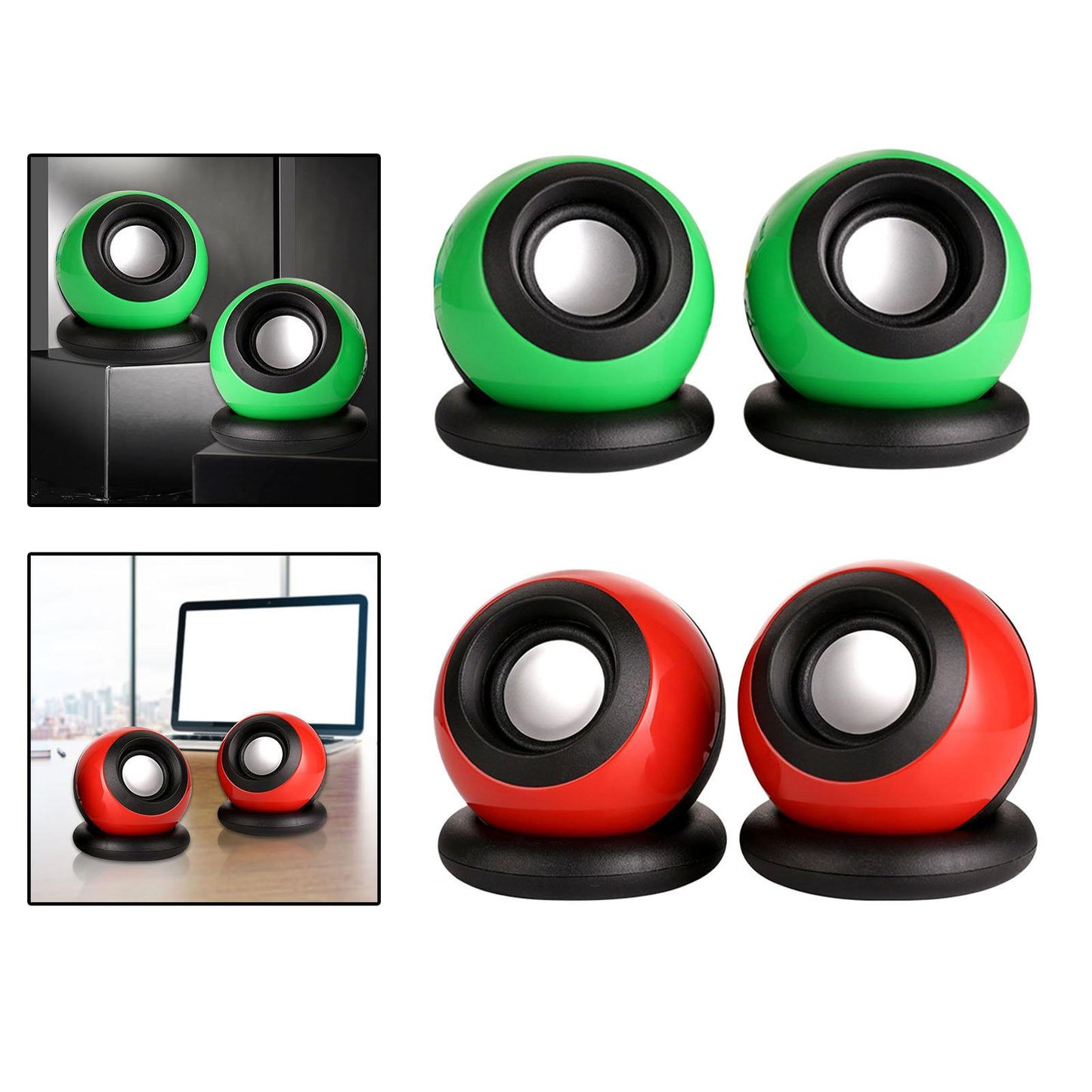 Mini USB Computer Speaker, Stereo Music Deep Bass Laptops Notebook Red