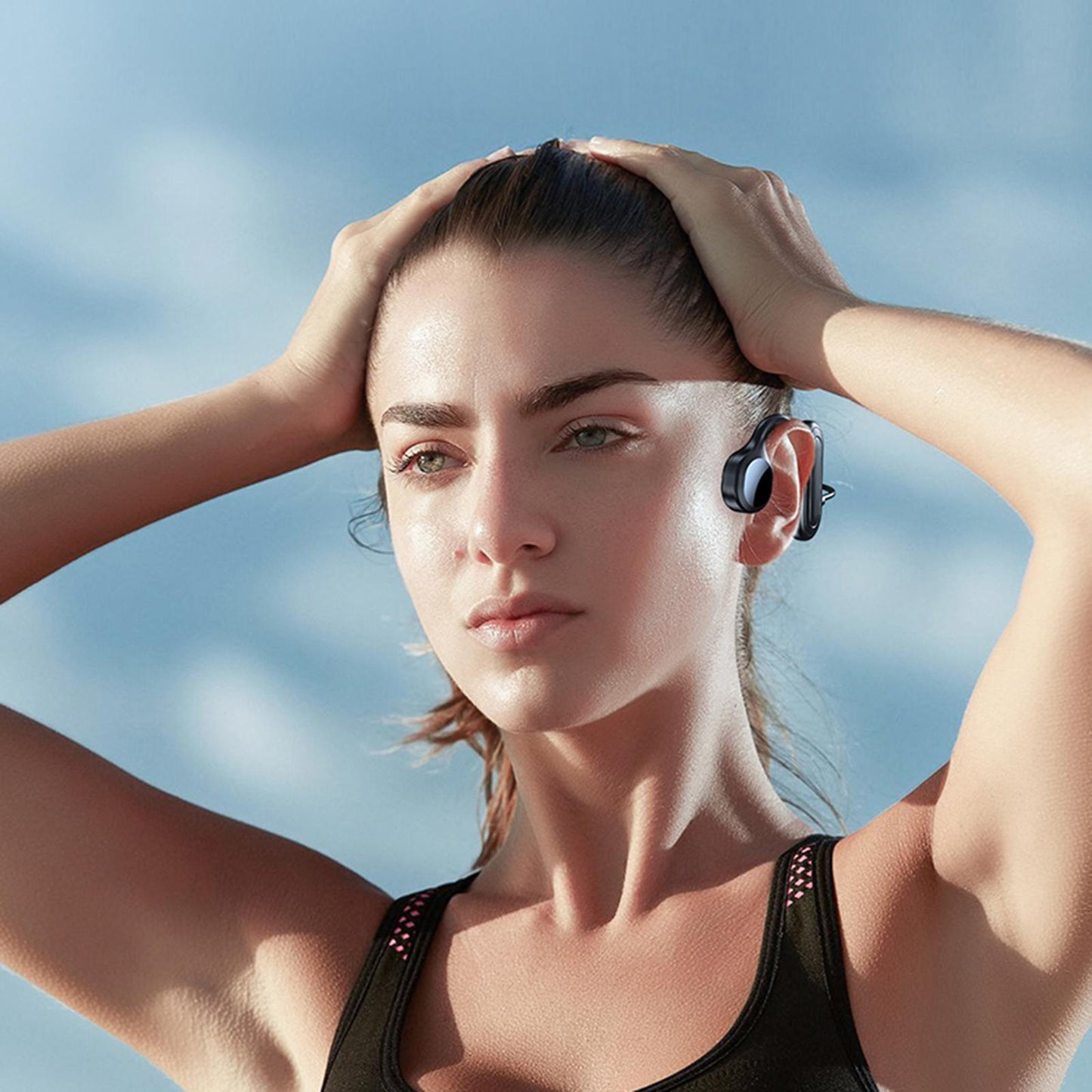 Bone Conduction Headphones Support TF Card Open Ear Driving Meeting Blue Opp Bag