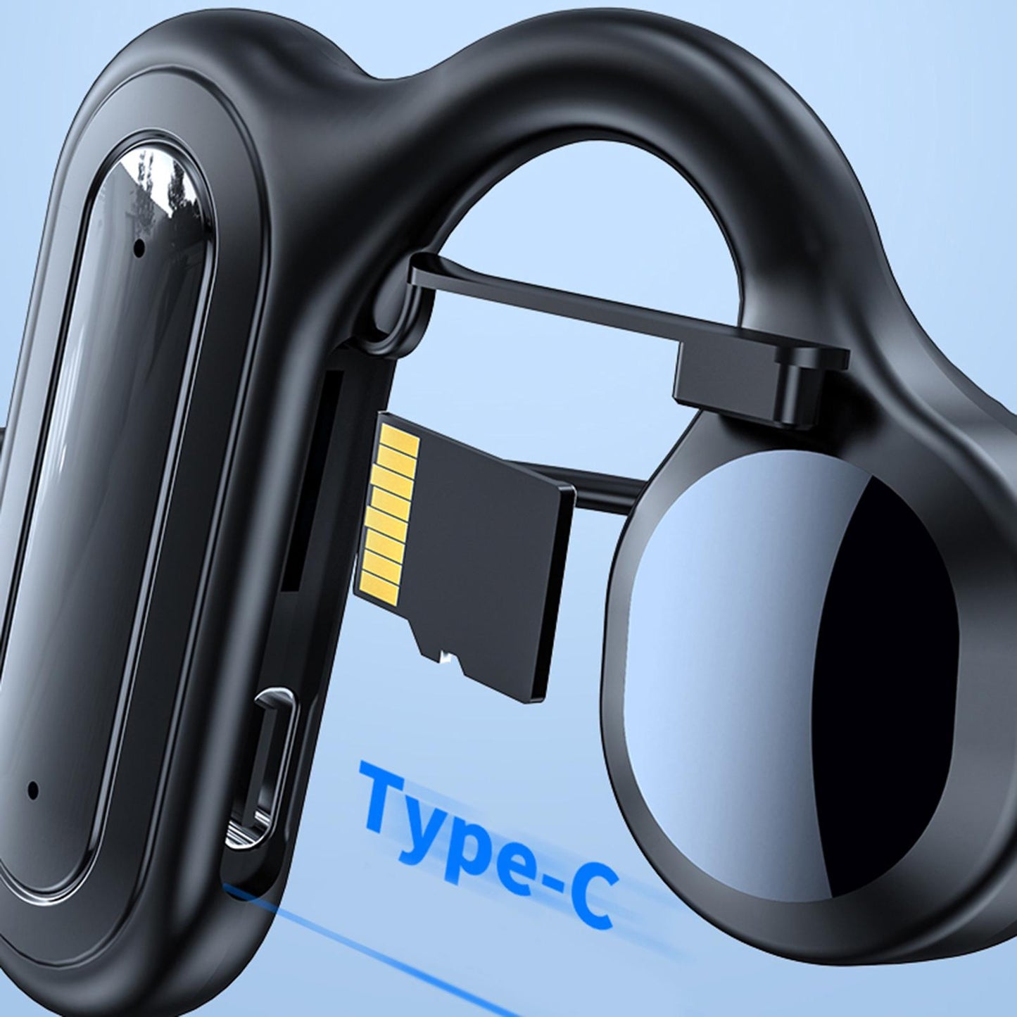 Bone Conduction Headphones Support TF Card Open Ear Driving Meeting Blue Opp Bag