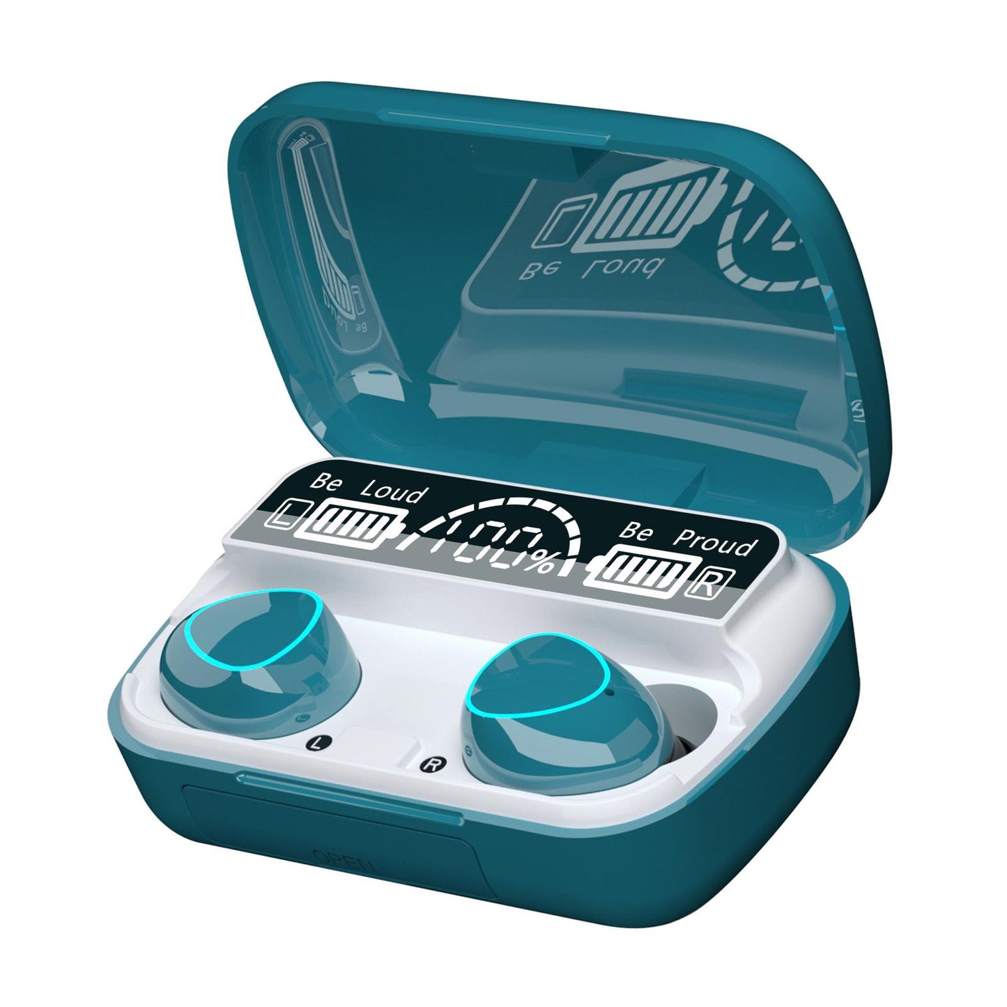 Wireless Headphones Earbuds Battery Display Deep Bass for Fitness Computer