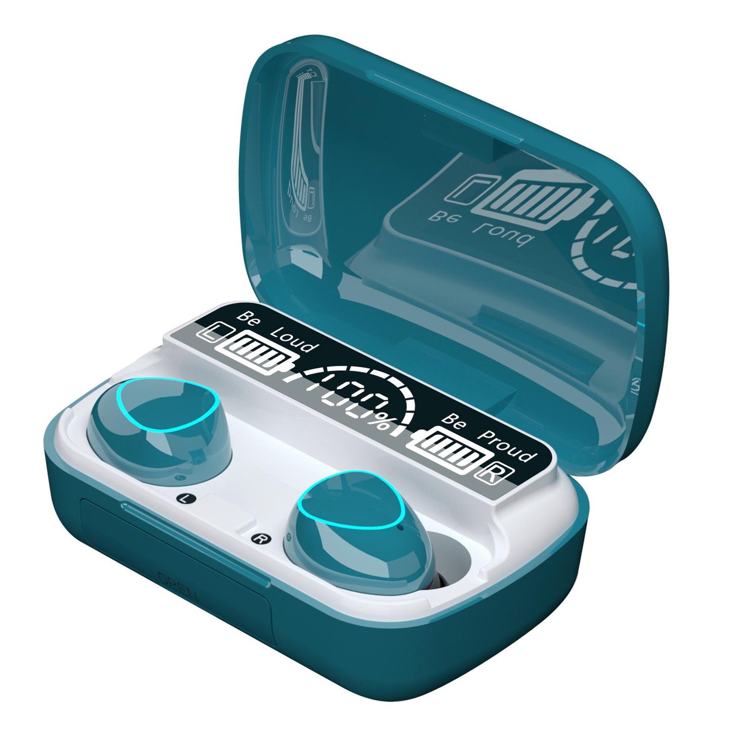 Wireless Headphones Earbuds Battery Display Deep Bass for Fitness Computer