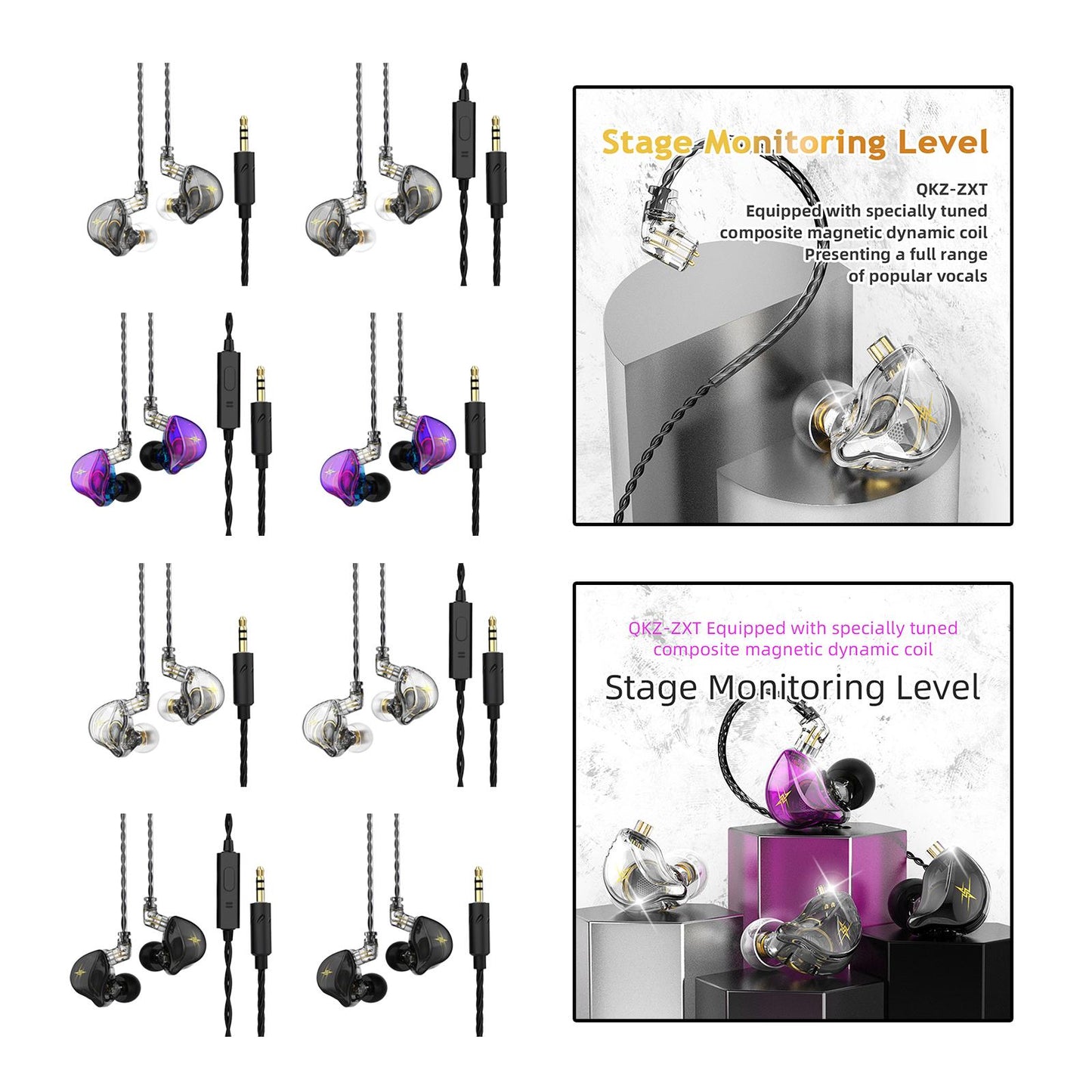 Wired Earbuds Earphone Noise Cancelling for Sport Phone Online Mic Black