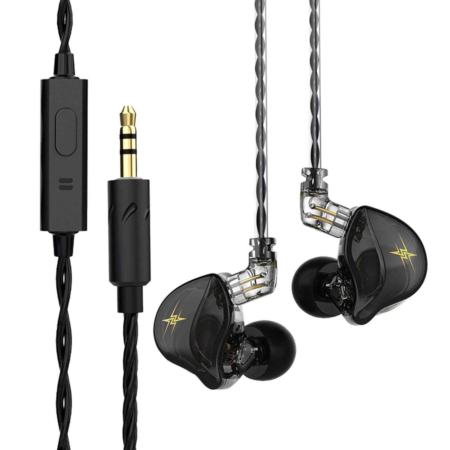 Wired Earbuds Earphone Noise Cancelling for Sport Phone Online Mic Black