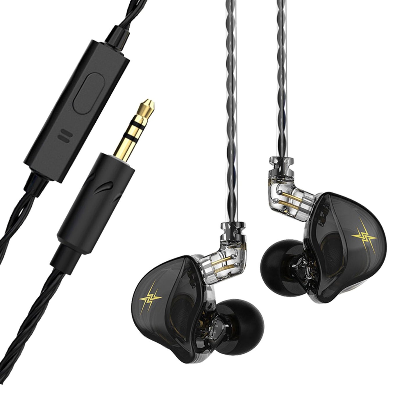 Wired Earbuds Earphone Noise Cancelling for Sport Phone Online Mic Black