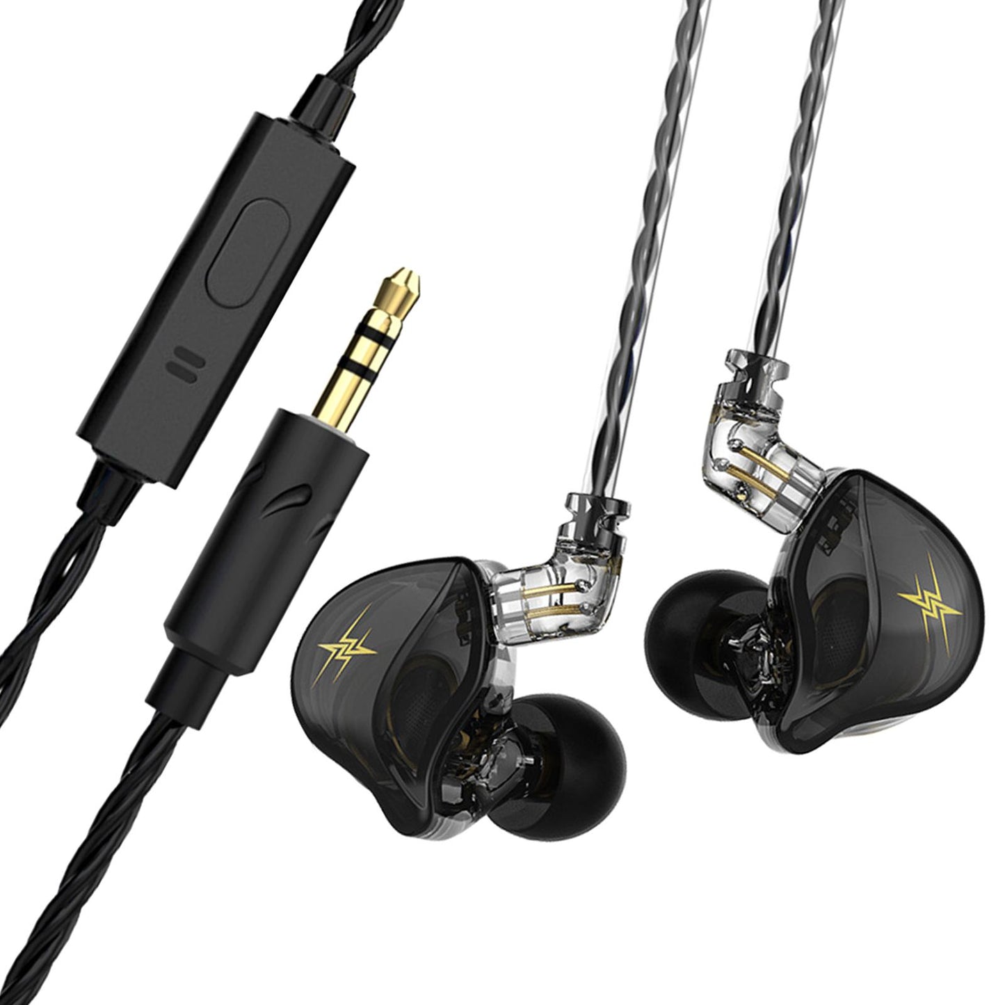 Wired Earbuds Earphone Noise Cancelling for Sport Phone Online Mic Black