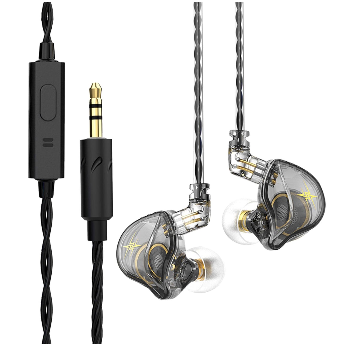 Wired Earbuds Earphone Noise Cancelling for Sport Phone Online Mic Grey