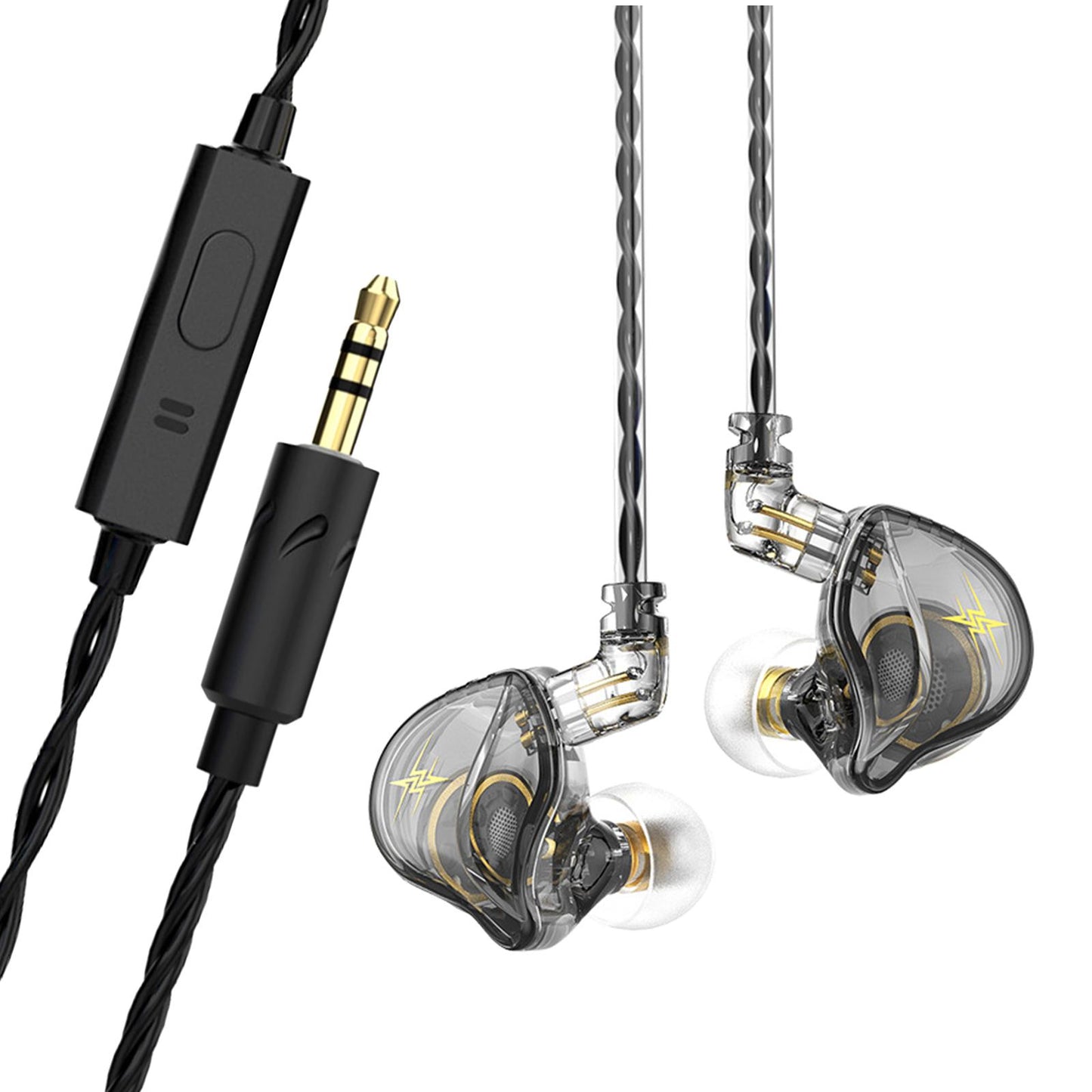 Wired Earbuds Earphone Noise Cancelling for Sport Phone Online Mic Grey