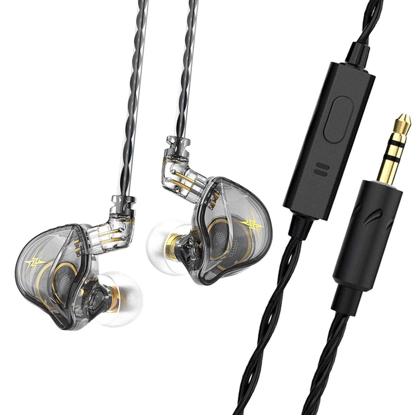 Wired Earbuds Earphone Noise Cancelling for Sport Phone Online Mic Grey