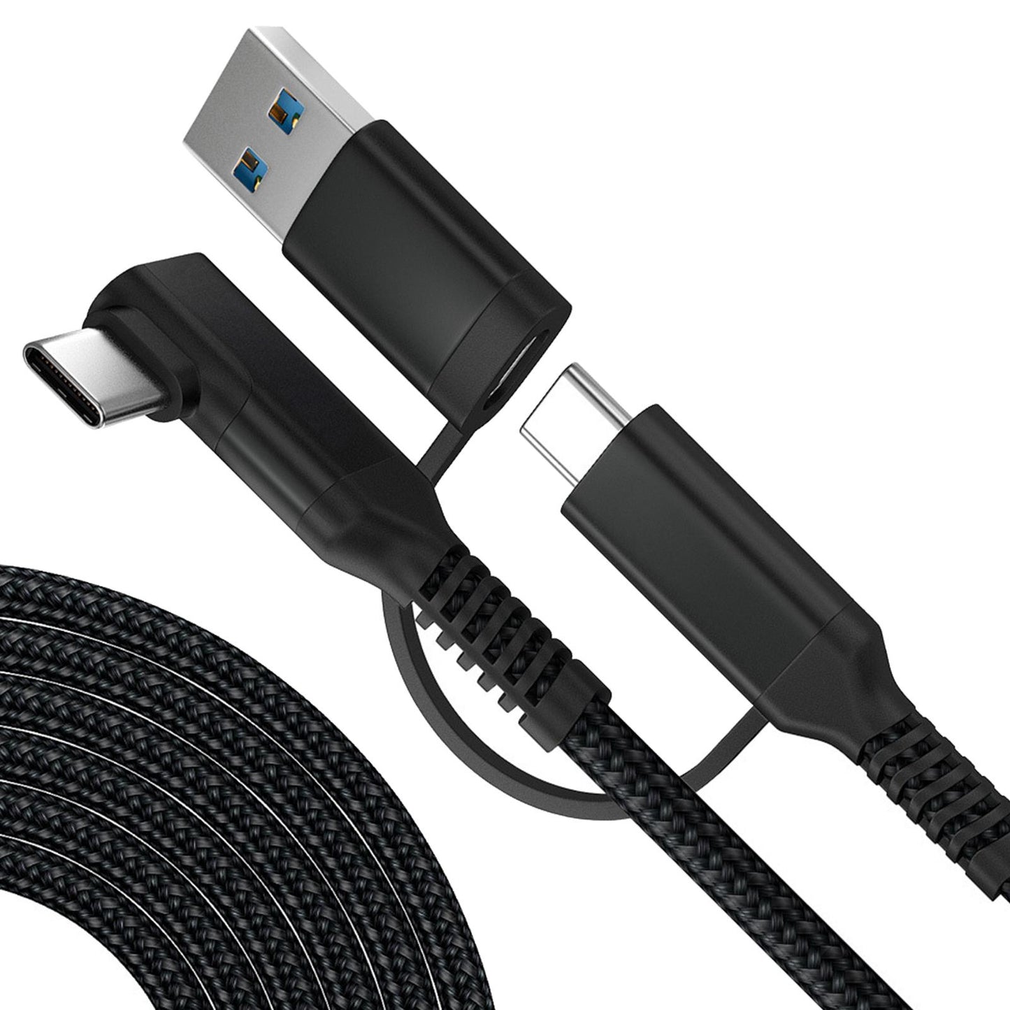 Link Cable Fast Charge 90 Degree for Quest 2 VR Headset Black 5m 16ft 2in1