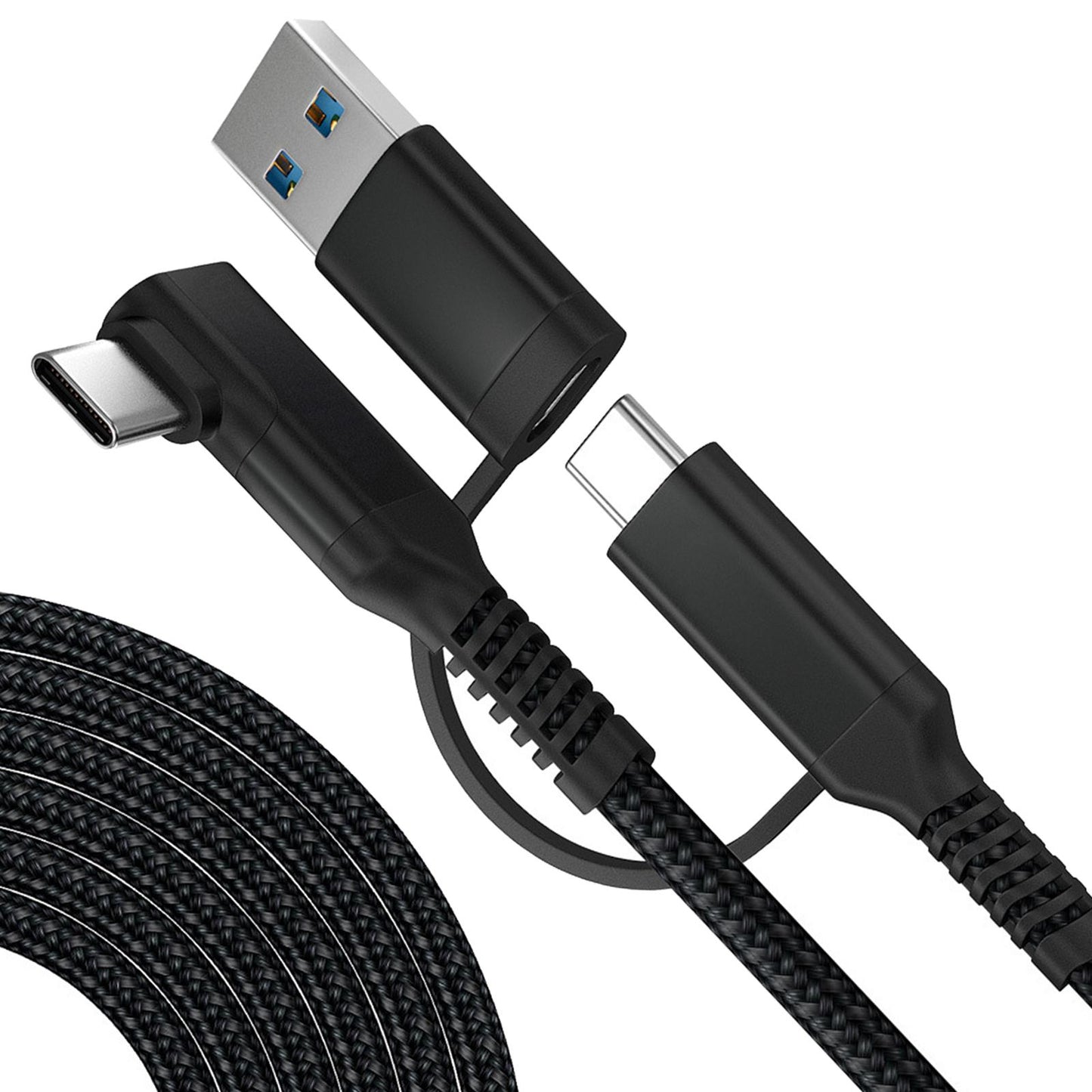 Link Cable Fast Charge 90 Degree for Quest 2 VR Headset Black 6m 20ft 2in1