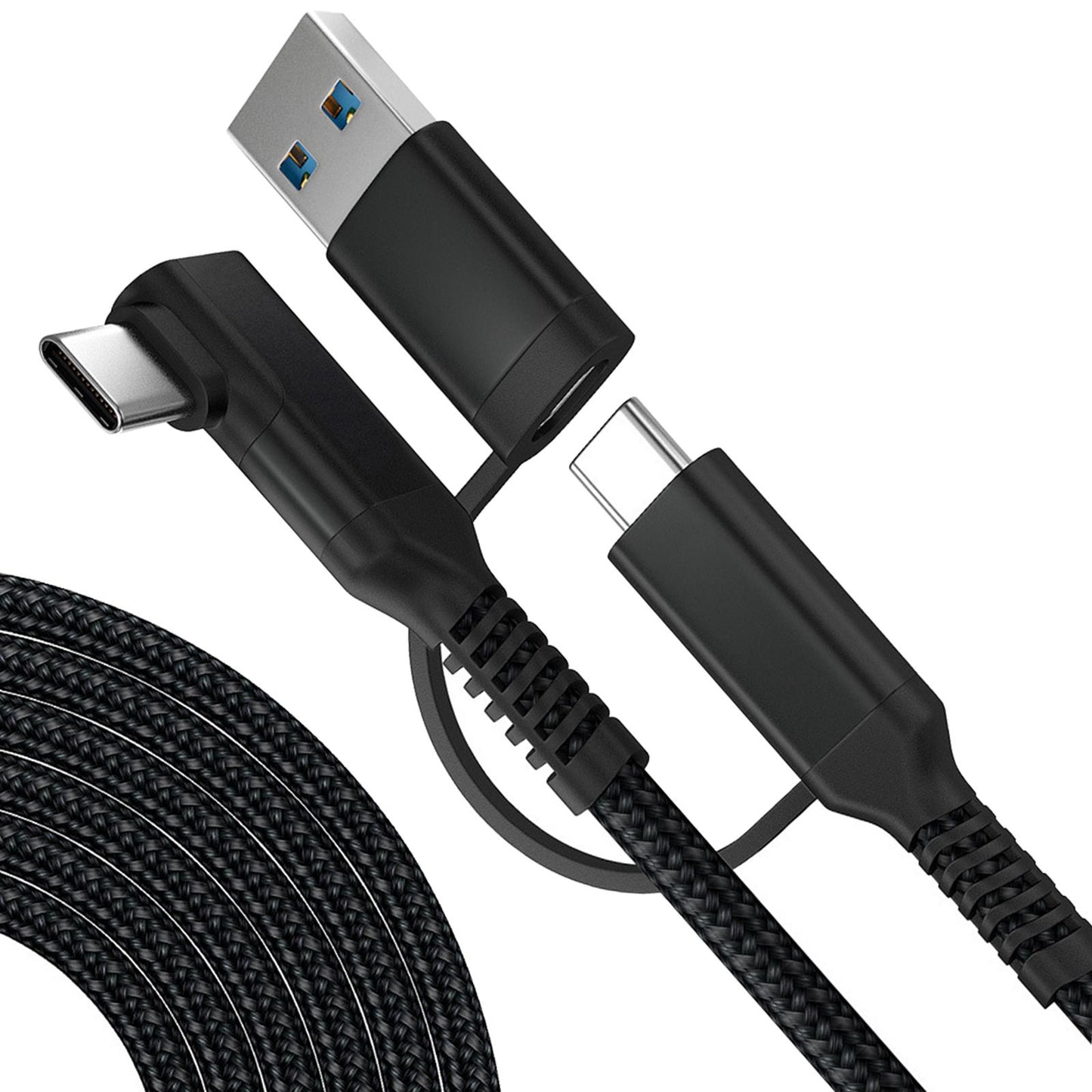 Link Cable Fast Charge 90 Degree for Quest 2 VR Headset Black 6m 20ft 2in1