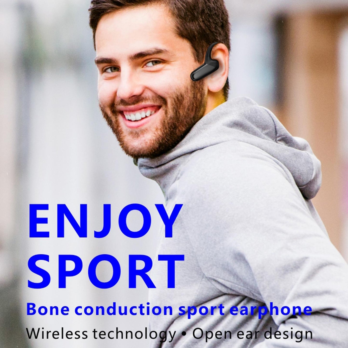 Bone Conduction Headphones Bluetooth Open Ear Sports Headset Stereo Blue