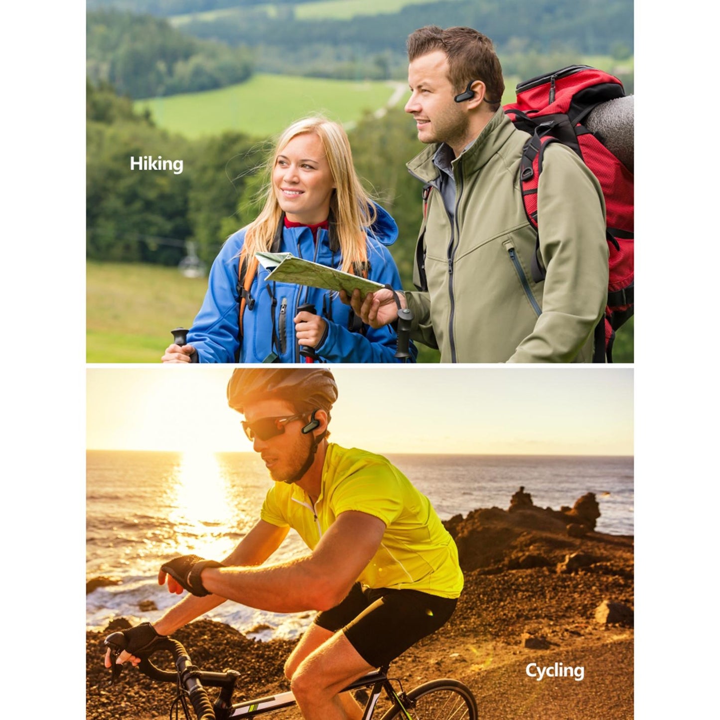 Bone Conduction Headphones Bluetooth Open Ear Sports Headset Stereo Blue