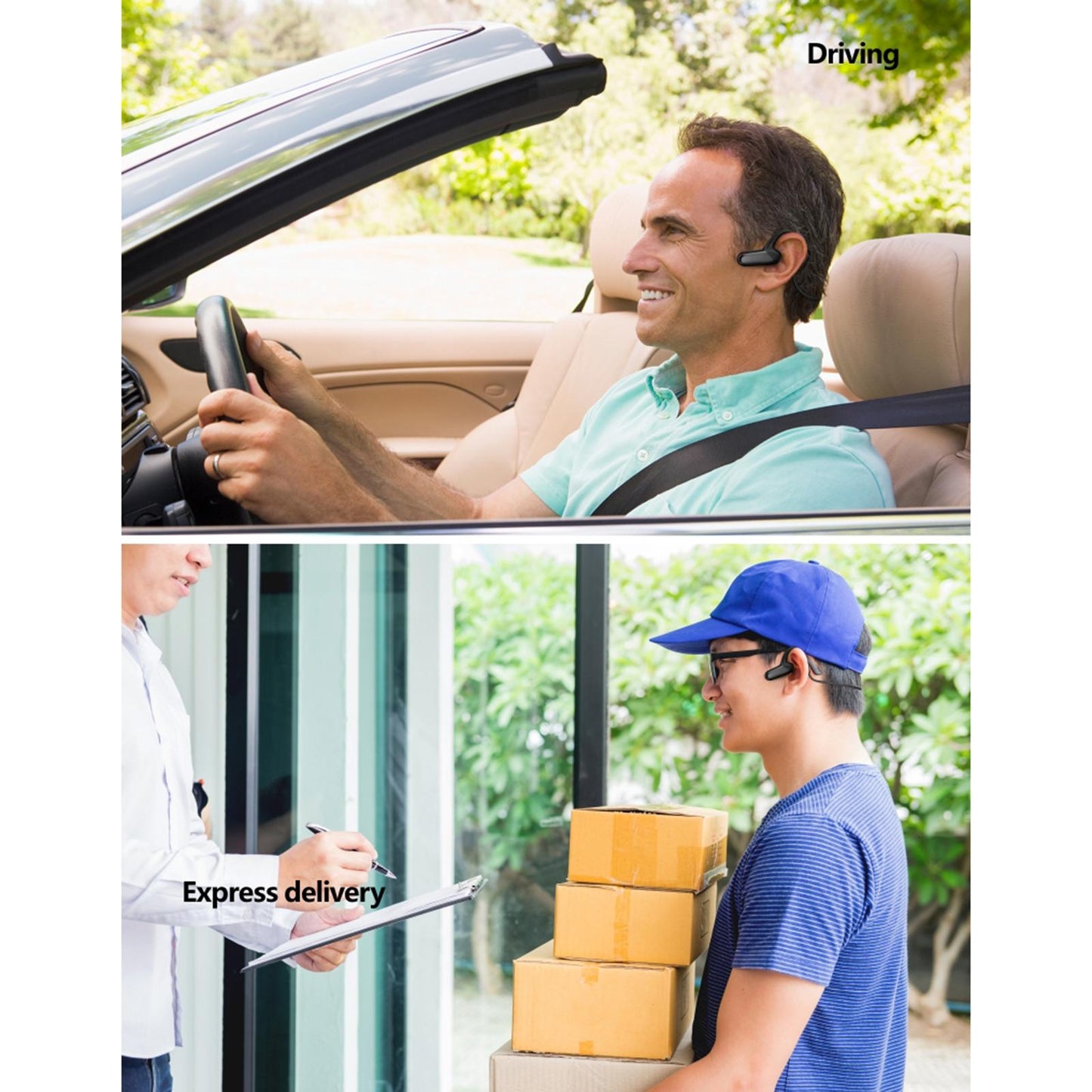 Bone Conduction Headphones Bluetooth Open Ear Sports Headset Stereo Blue