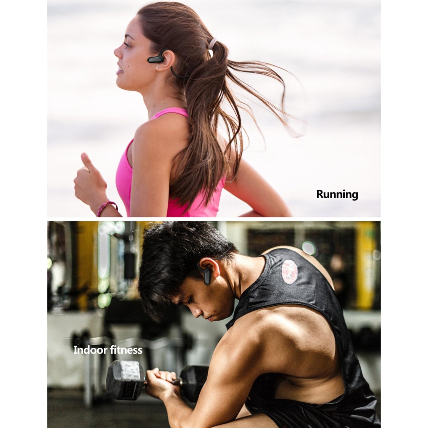 Bone Conduction Headphones Bluetooth Open Ear Sports Headset Stereo Blue