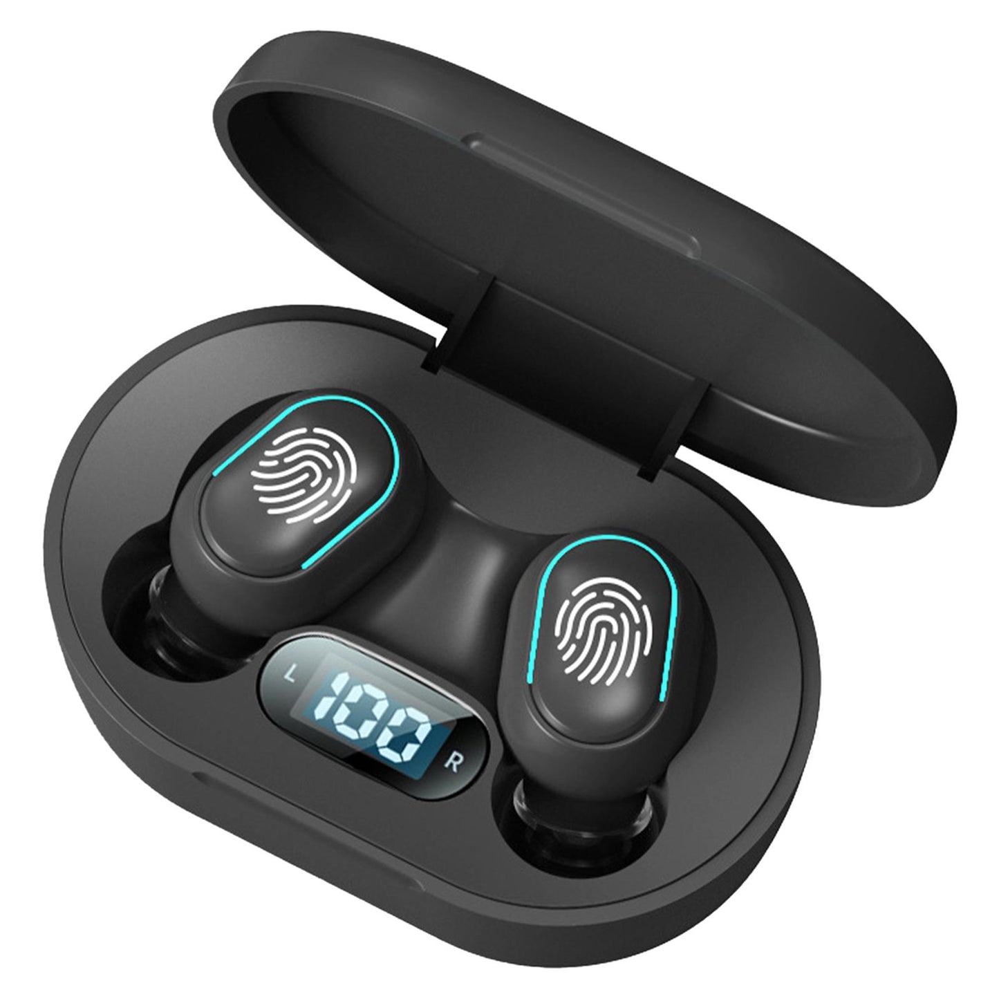 Wireless Bluetooth Earbuds 5.2 Noise Cancelling Rechargeable for Work Sport Black