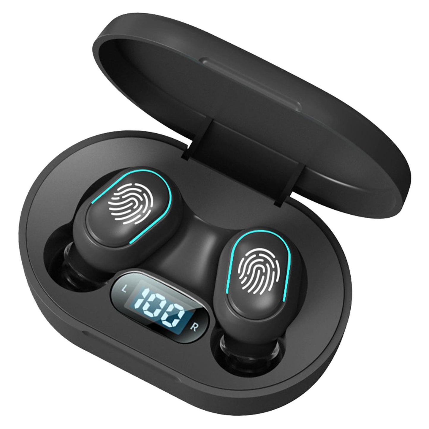 Wireless Bluetooth Earbuds 5.2 Noise Cancelling Rechargeable for Work Sport Black