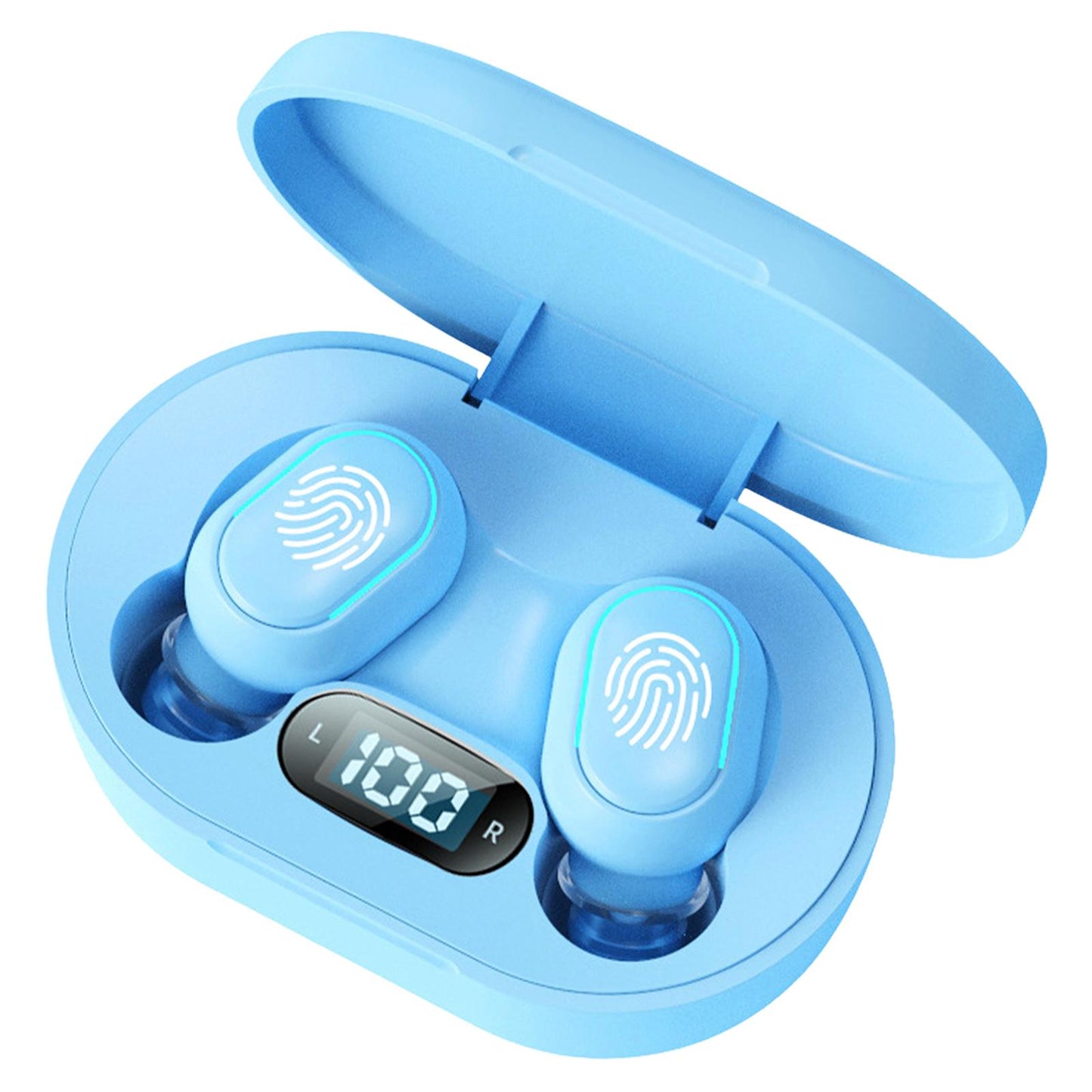 Wireless Bluetooth Earbuds 5.2 Noise Cancelling Rechargeable for Work Sport Blue