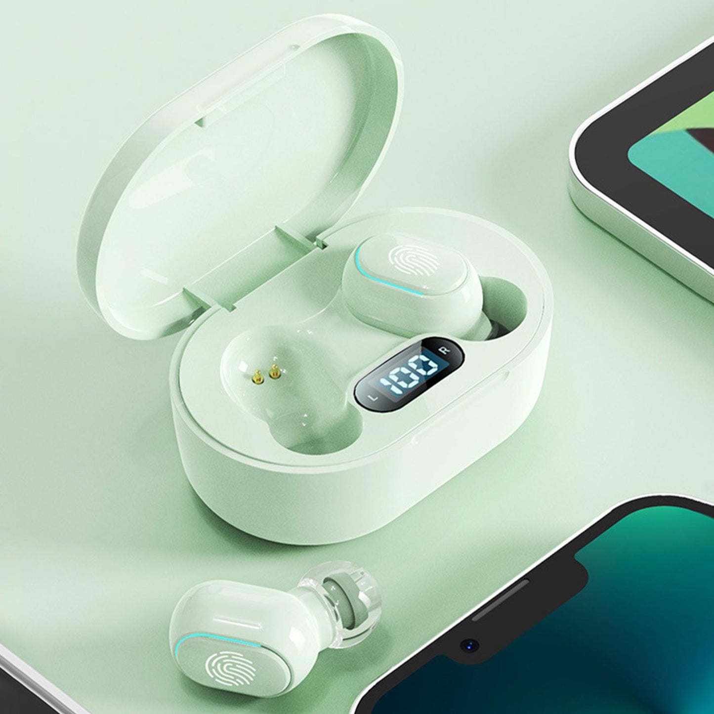 Wireless Bluetooth Earbuds 5.2 Noise Cancelling Rechargeable for Work Sport Green