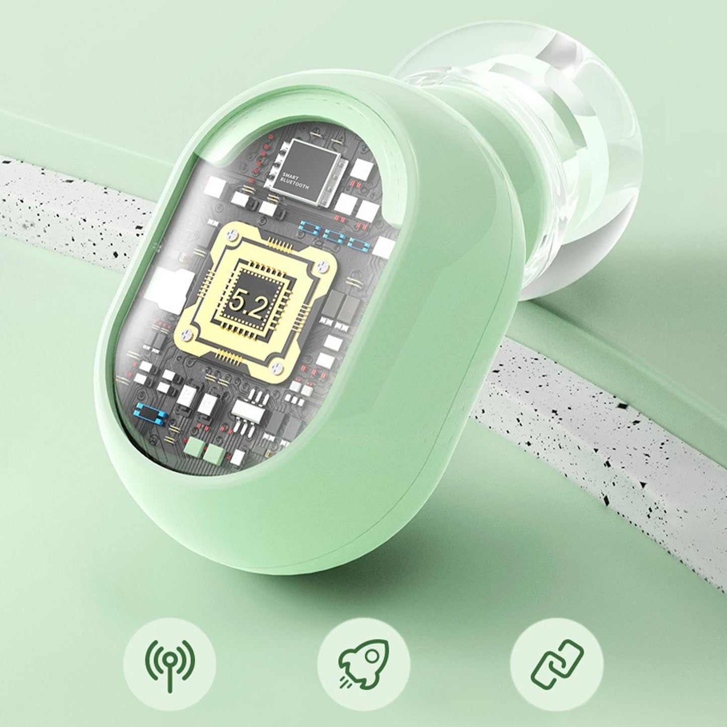 Wireless Bluetooth Earbuds 5.2 Noise Cancelling Rechargeable for Work Sport Green