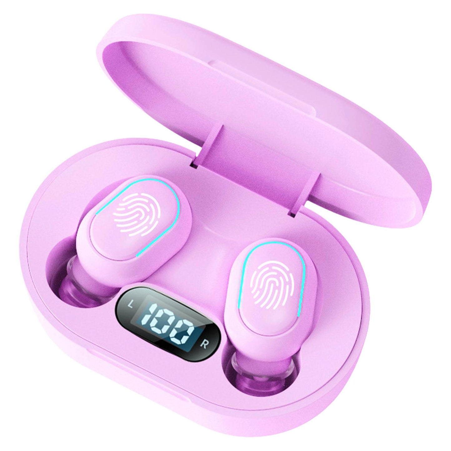 Wireless Bluetooth Earbuds 5.2 Noise Cancelling Rechargeable for Work Sport Purple
