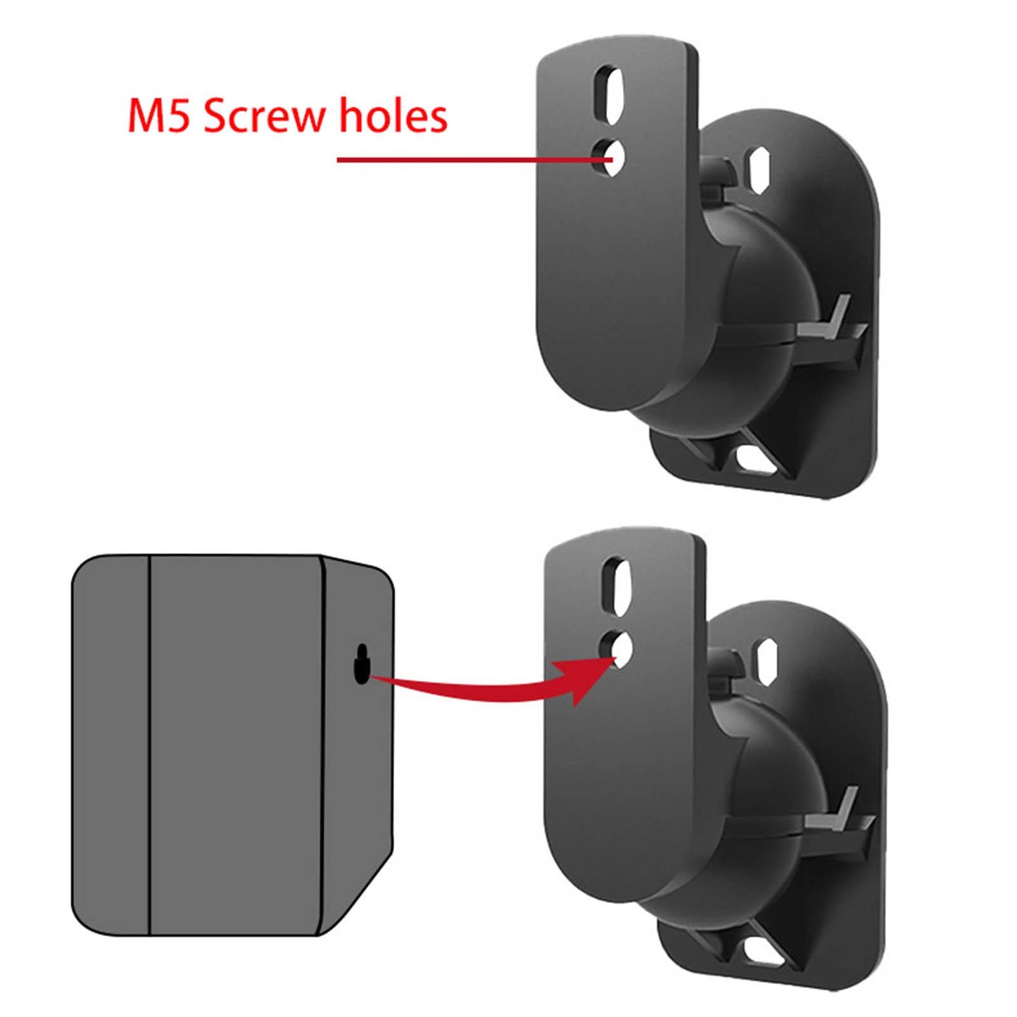 Speaker Wall Mount Bracket Universal Room Decor Adjustable Tilt Swivel White