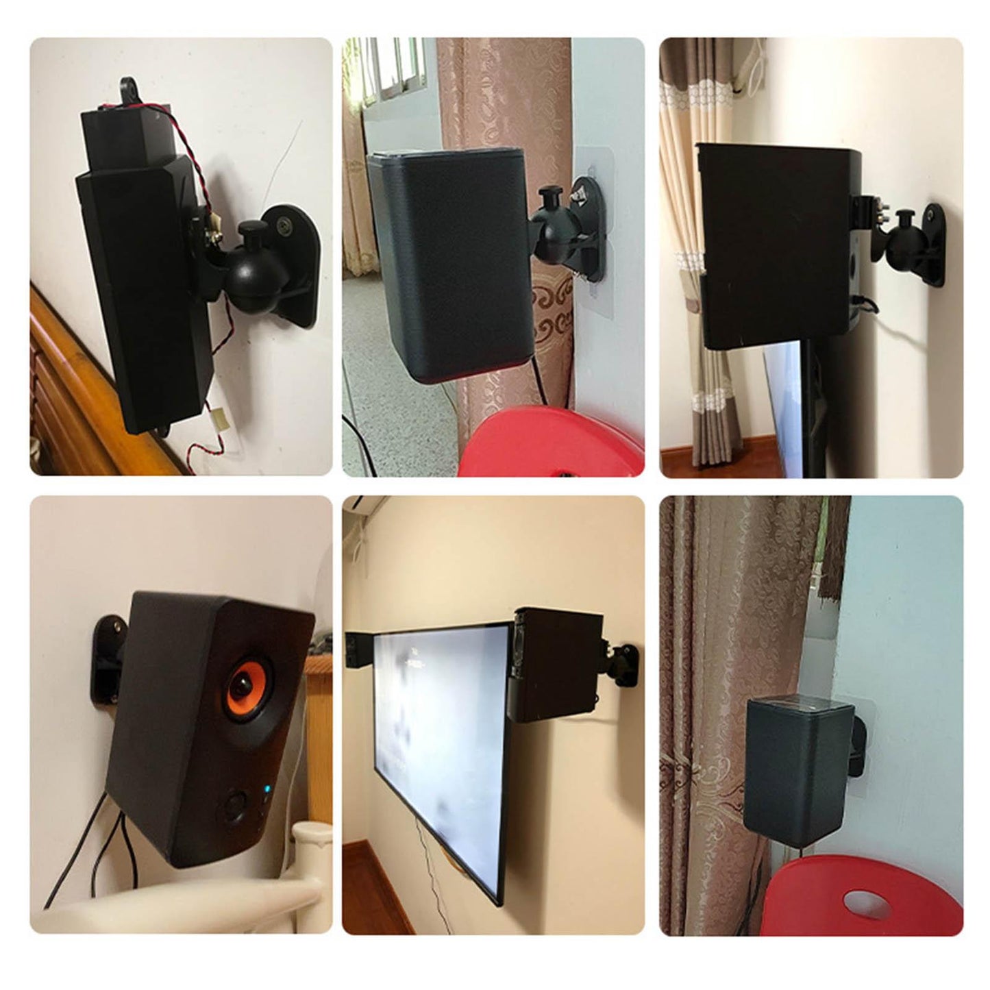 Speaker Wall Mount Bracket Universal Room Decor Adjustable Tilt Swivel Black