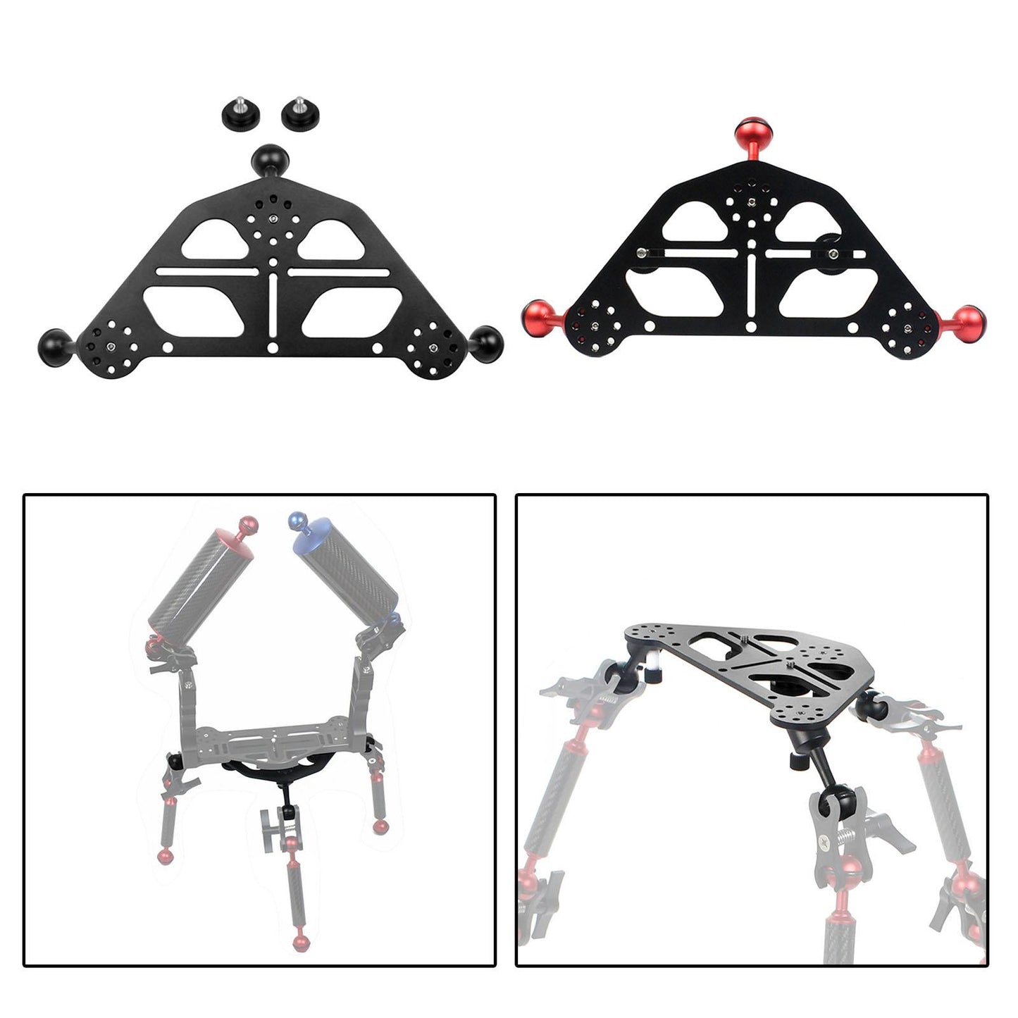 Video Triangle Gimbal Tray Underwater for DSLR Digital cam Tripod Base Red