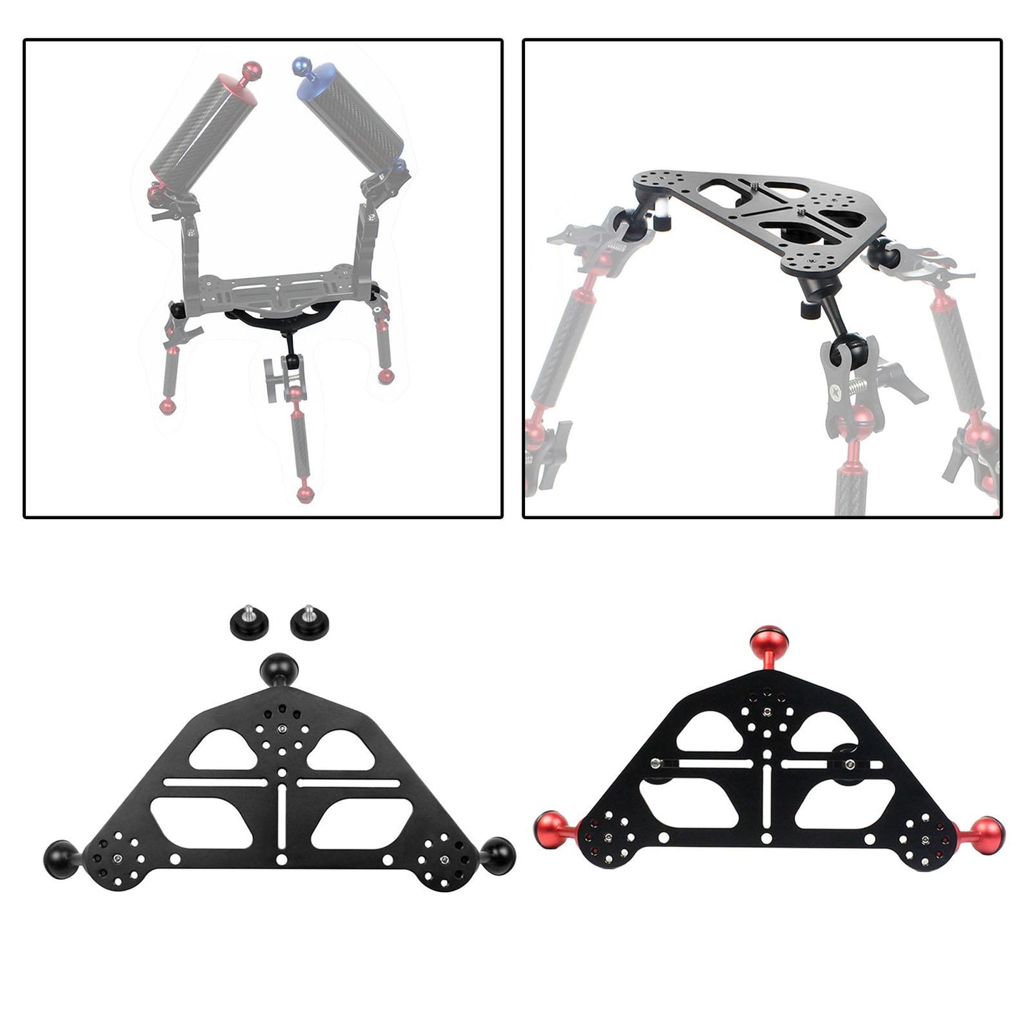 Video Triangle Gimbal Tray Underwater for DSLR Digital cam Tripod Base Red