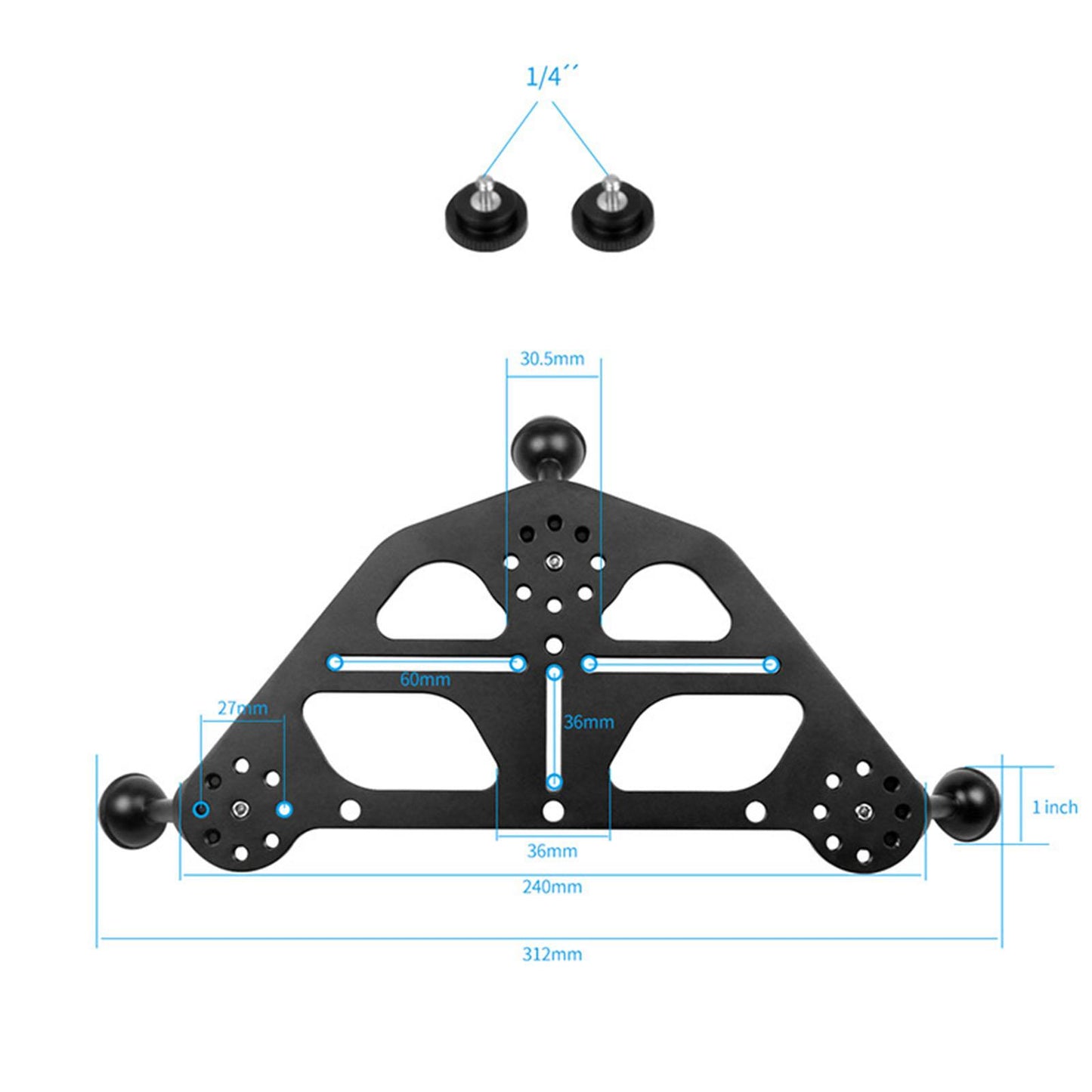 Video Triangle Gimbal Tray Underwater for DSLR Digital cam Tripod Base Black