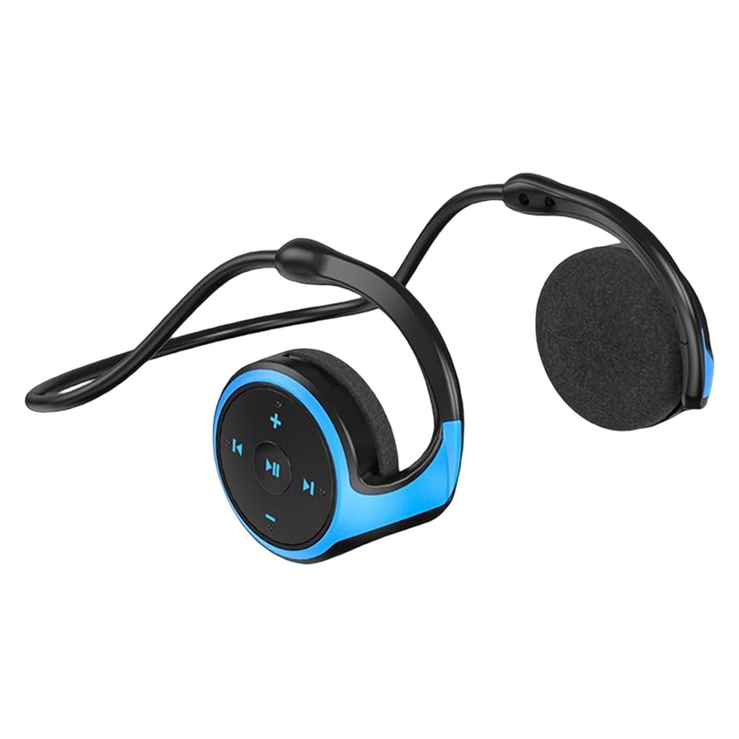 Wireless Earhook Headset Bluetooth 5.0 FM Radio for Running Gym Gaming Blue