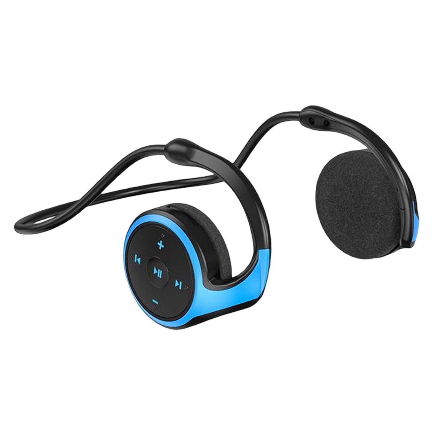Wireless Earhook Headset Bluetooth 5.0 FM Radio for Running Gym Gaming Blue