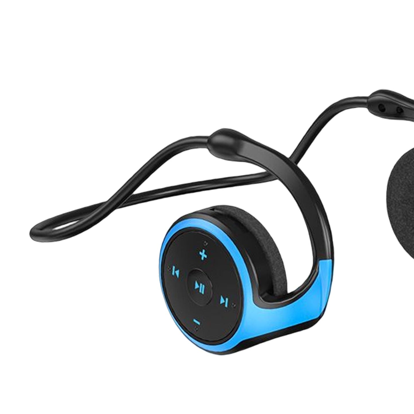 Wireless Earhook Headset Bluetooth 5.0 FM Radio for Running Gym Gaming Blue