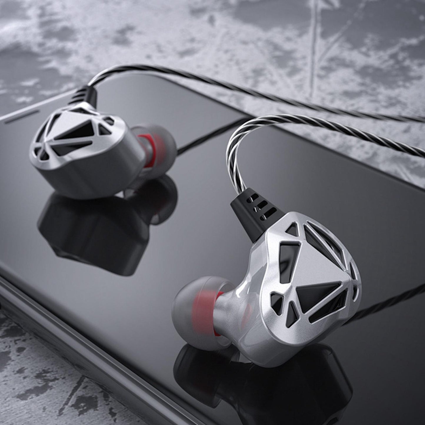 Earphones Wired 3.5mm Plug Jack with Mic Wrap Around for Running Silver