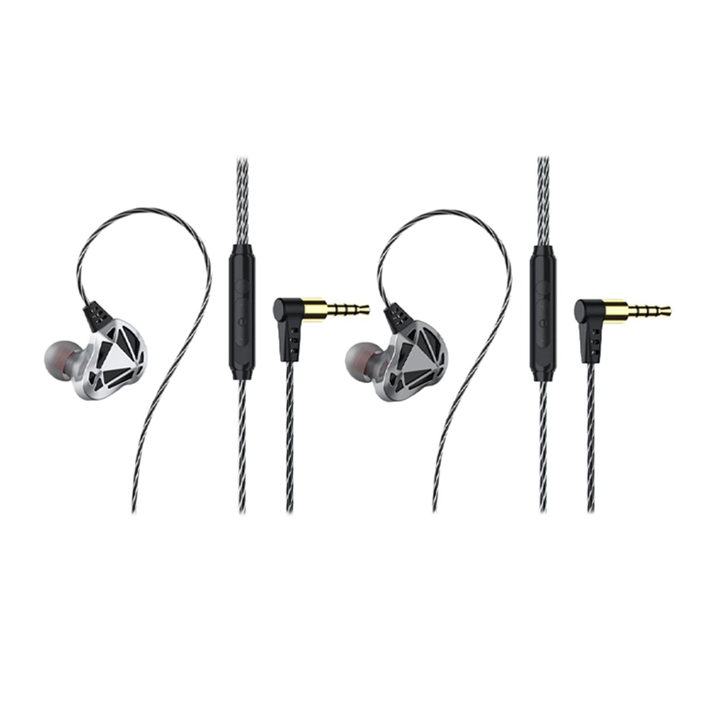 Earphones Wired 3.5mm Plug Jack with Mic Wrap Around for Running Silver
