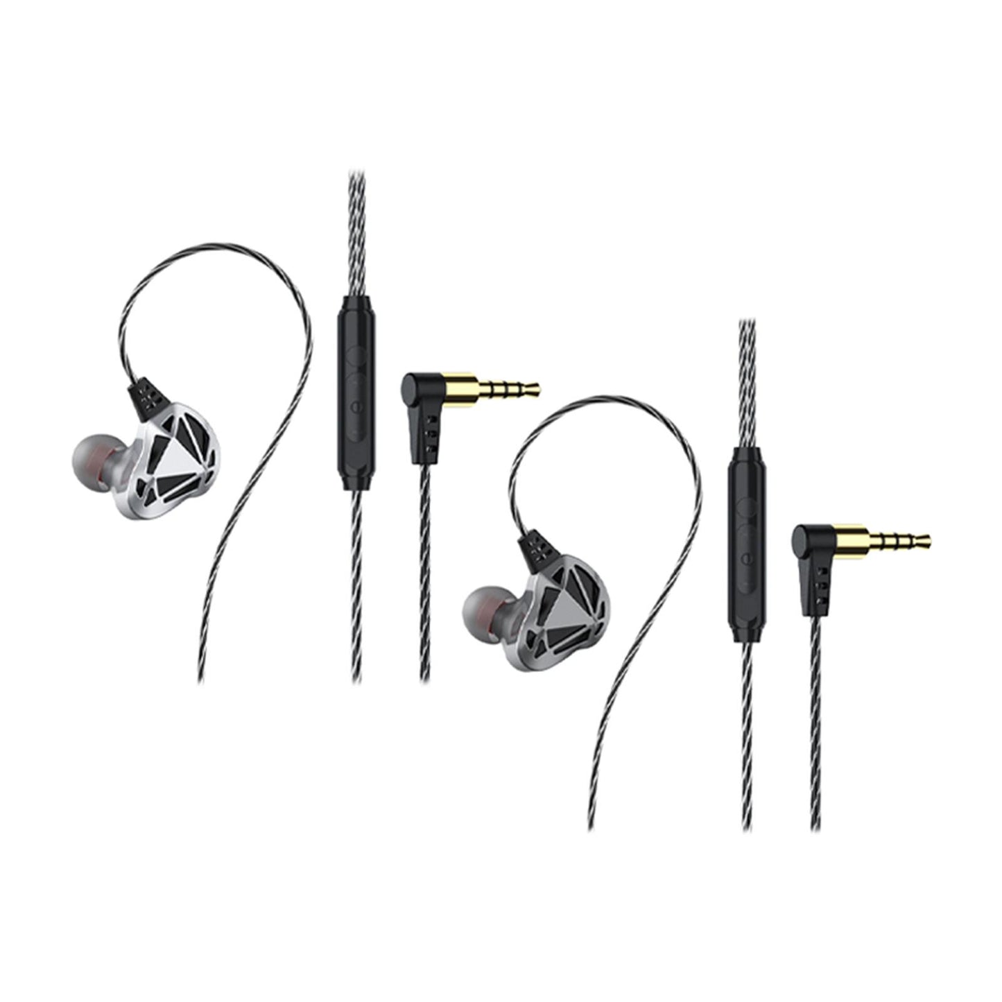 Earphones Wired 3.5mm Plug Jack with Mic Wrap Around for Running Silver