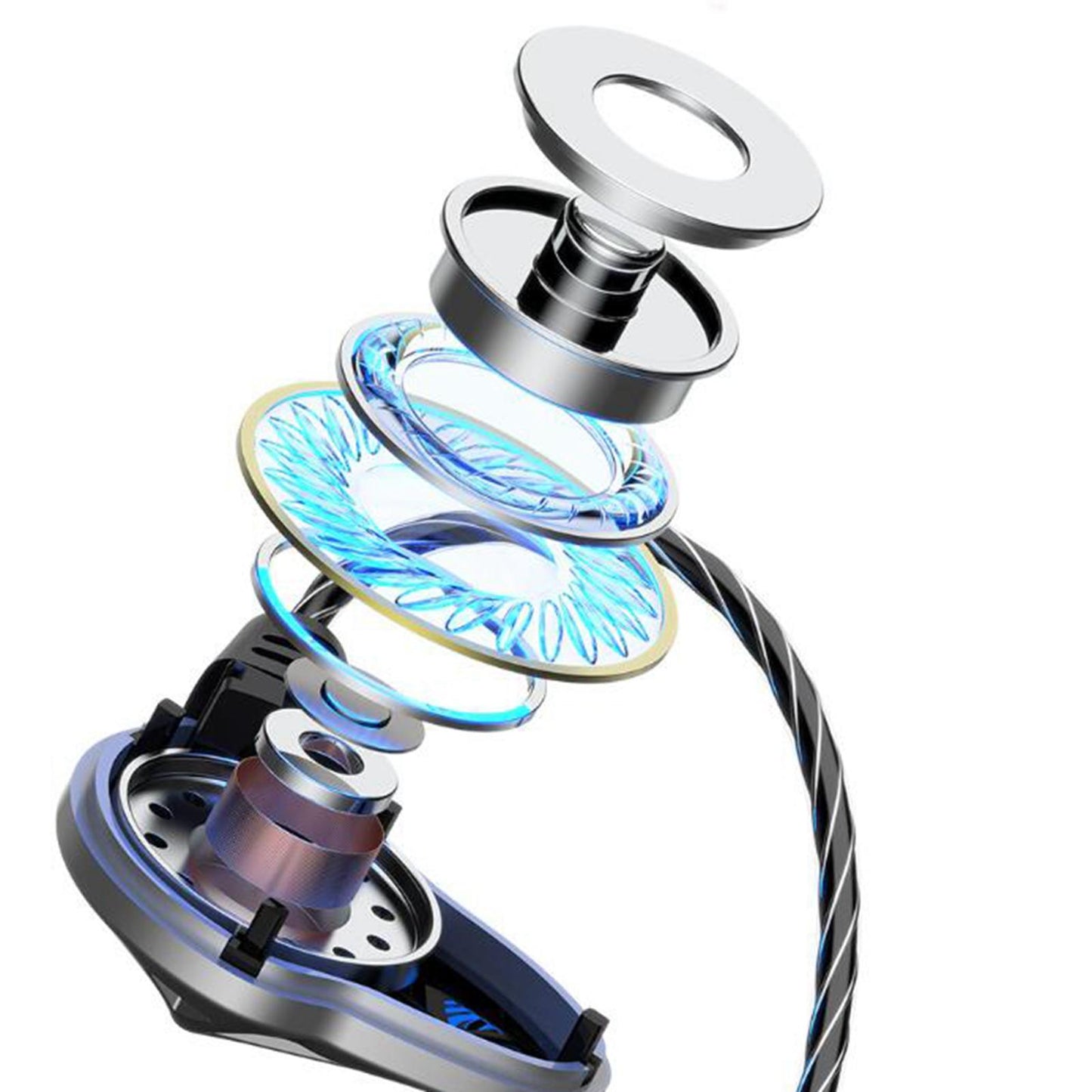 Earphones Wired 3.5mm Plug Jack with Mic Wrap Around for Running Gray