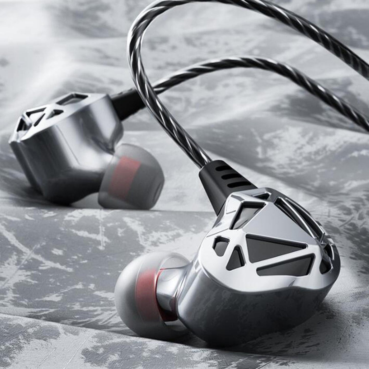 Earphones Wired 3.5mm Plug Jack with Mic Wrap Around for Running Gray