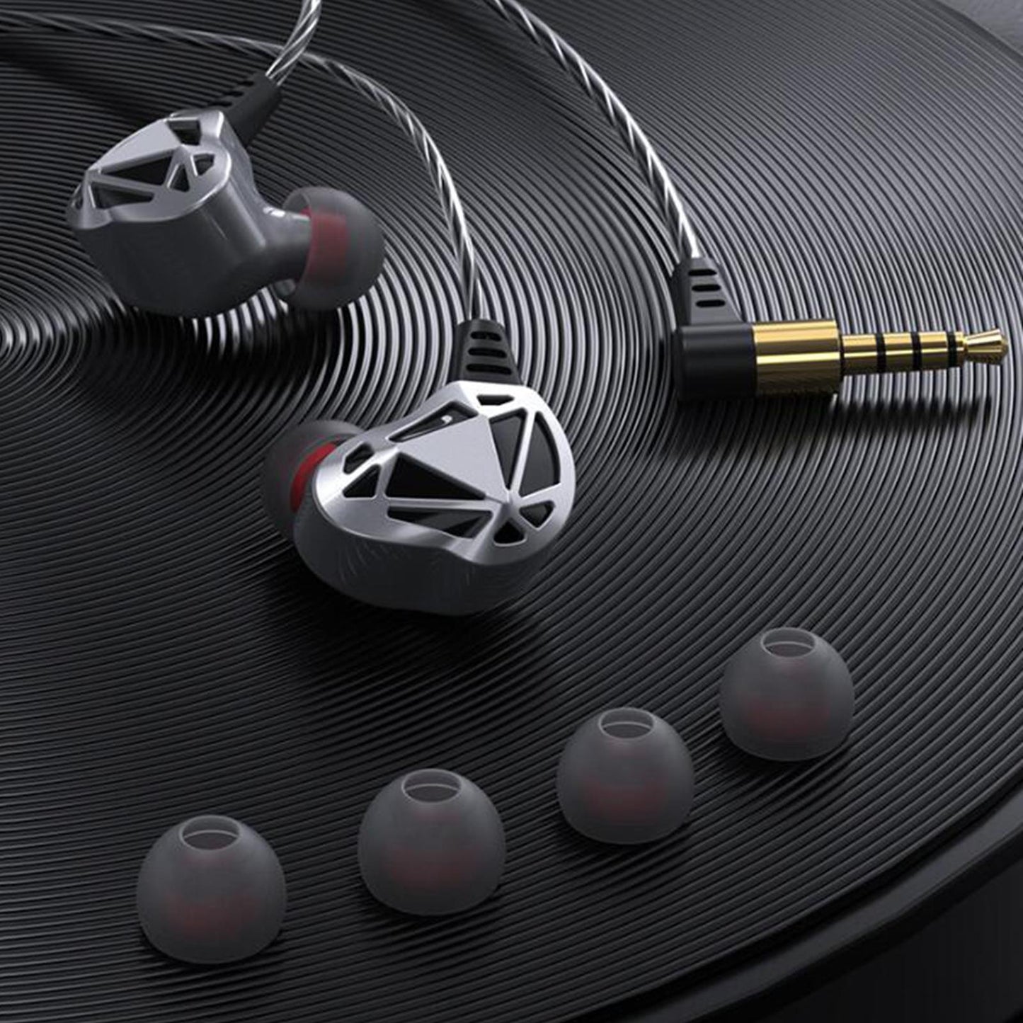 Earphones Wired 3.5mm Plug Jack with Mic Wrap Around for Running Gray