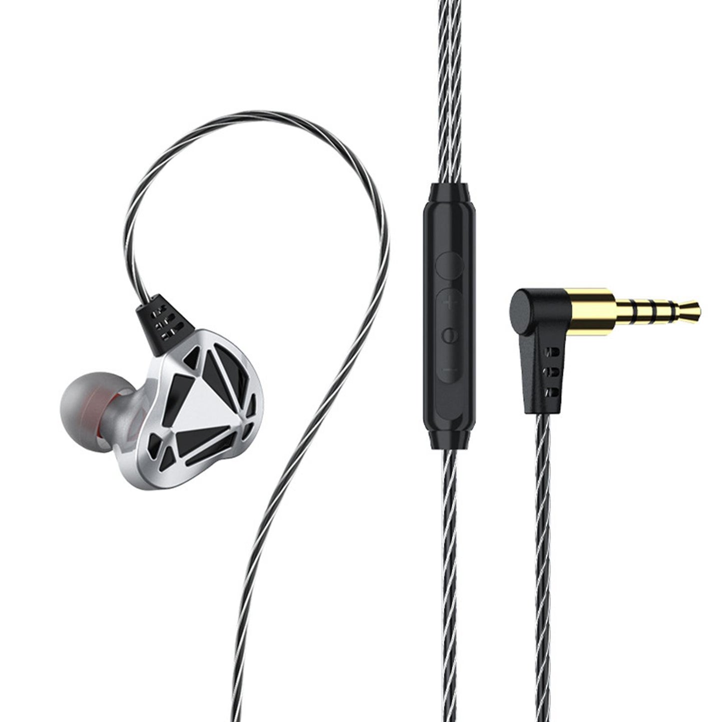 Earphones Wired 3.5mm Plug Jack with Mic Wrap Around for Running Gray