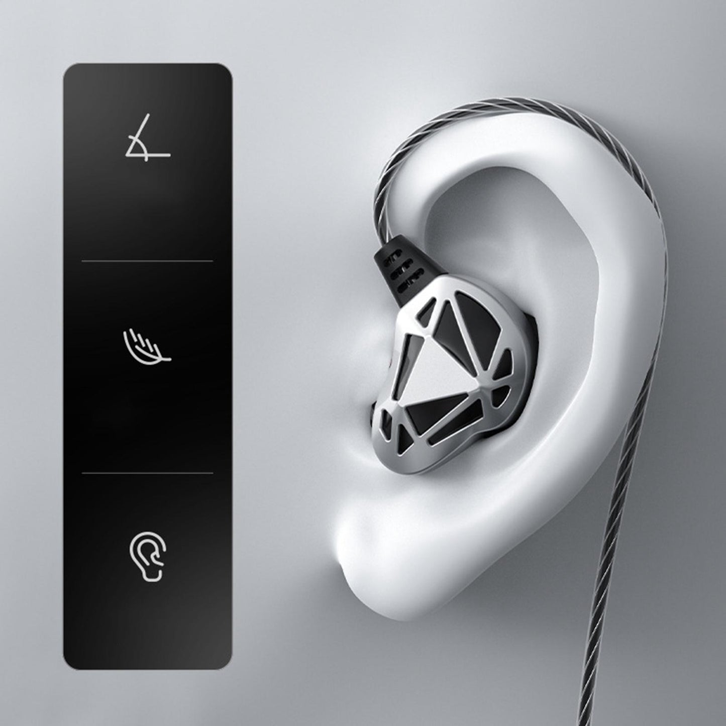 Earphones Wired 3.5mm Plug Jack with Mic Wrap Around for Running Gray