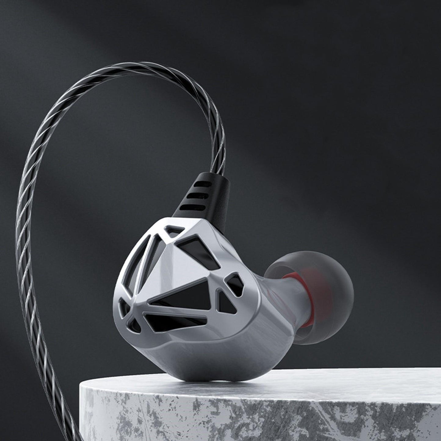 Earphones Wired 3.5mm Plug Jack with Mic Wrap Around for Running Gray