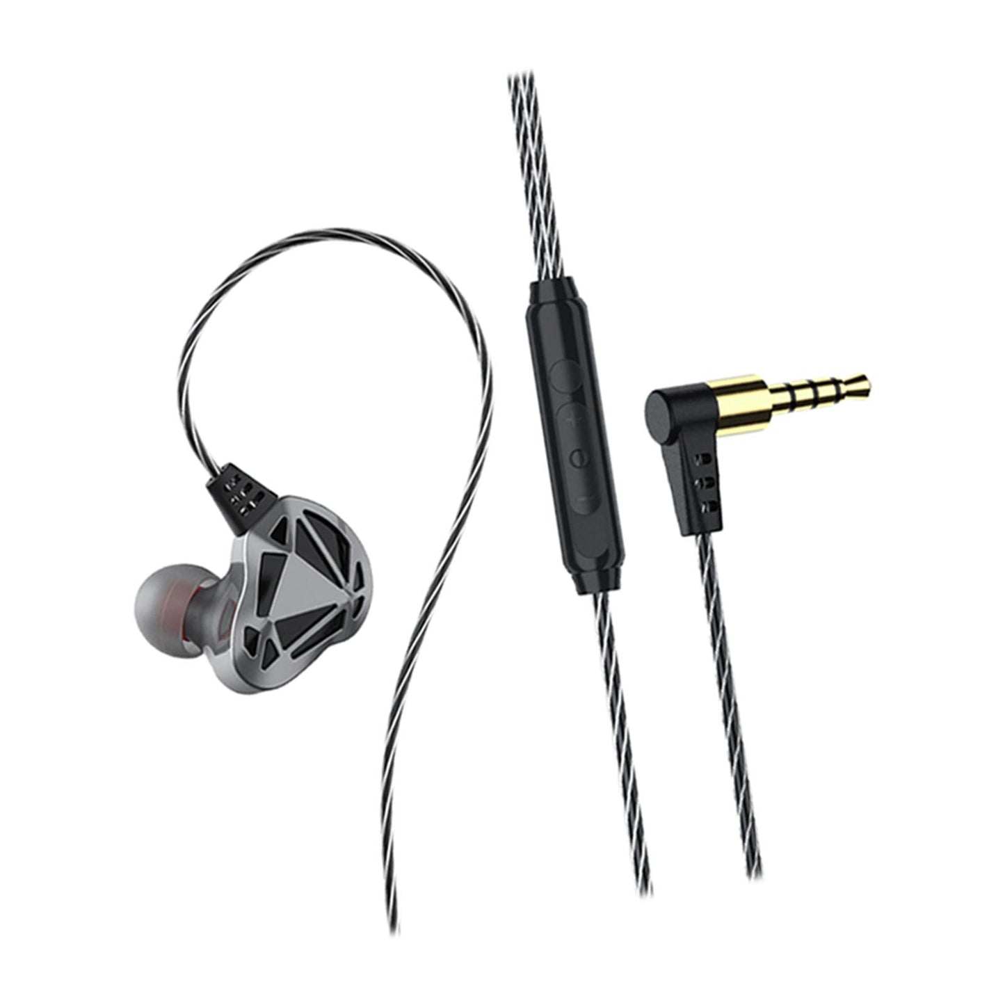 Earphones Wired 3.5mm Plug Jack with Mic Wrap Around for Running Gray
