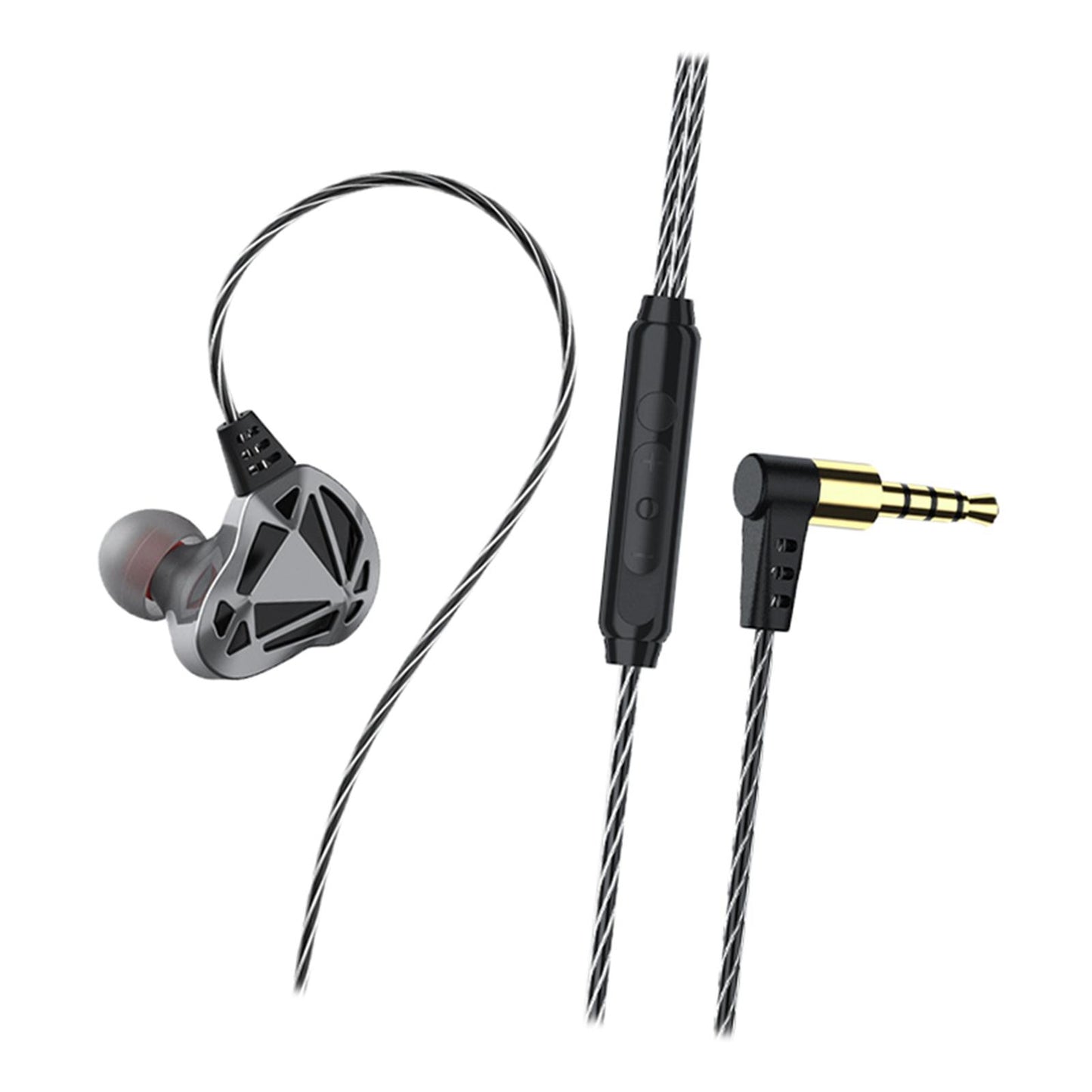 Earphones Wired 3.5mm Plug Jack with Mic Wrap Around for Running Gray