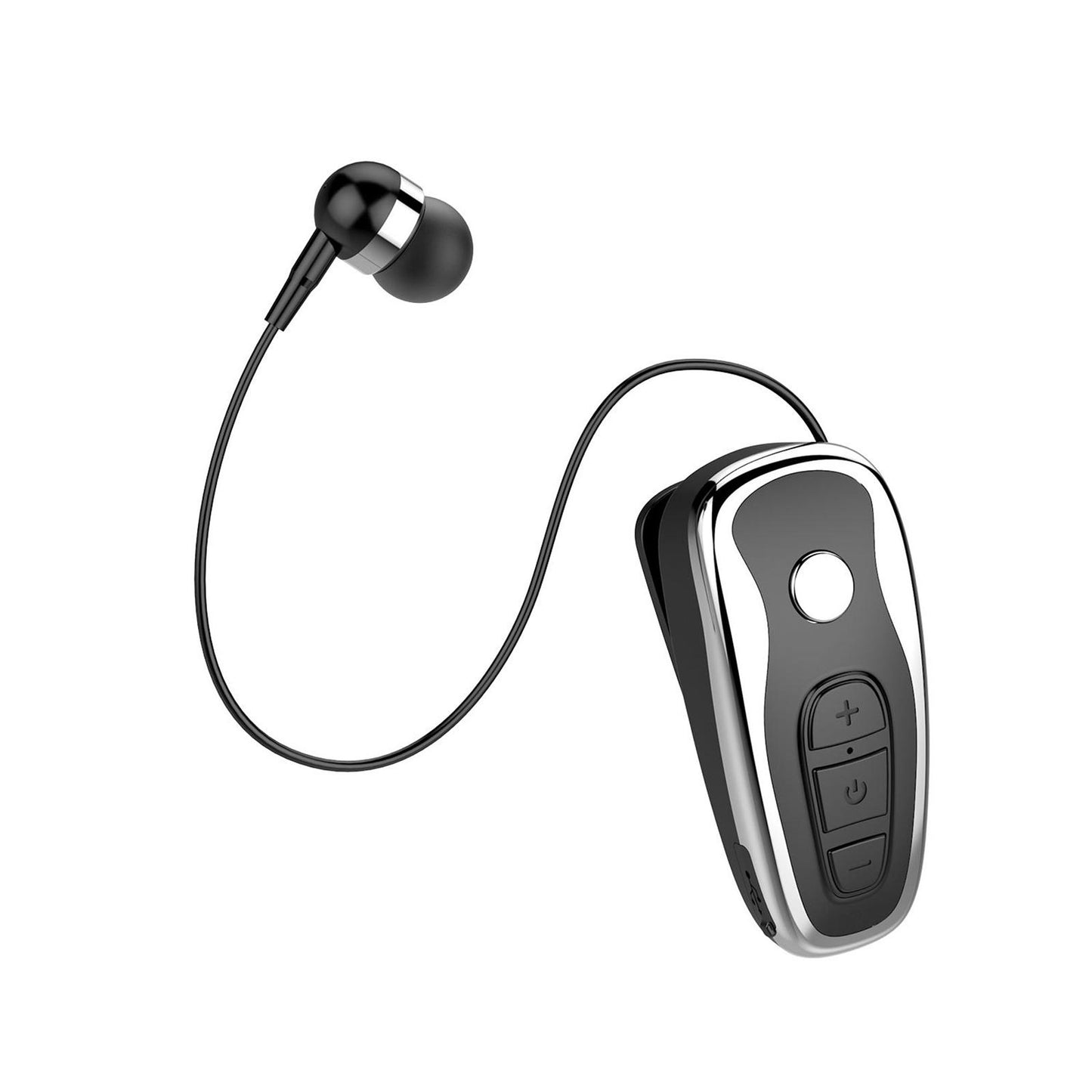 Retractable Clip On Wireless Headset with Mic for Phone Sport Running Silver