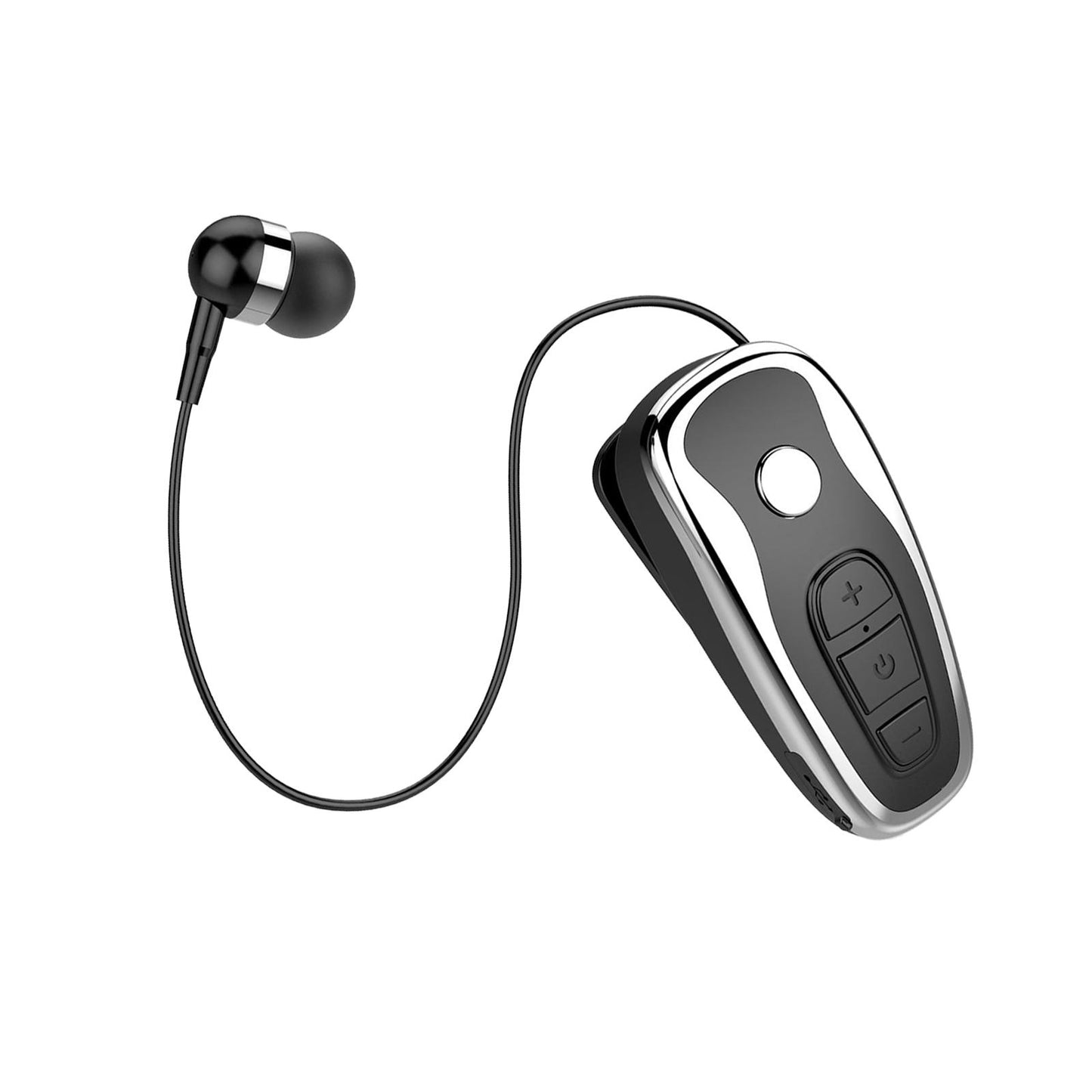 Retractable Clip On Wireless Headset with Mic for Phone Sport Running Silver