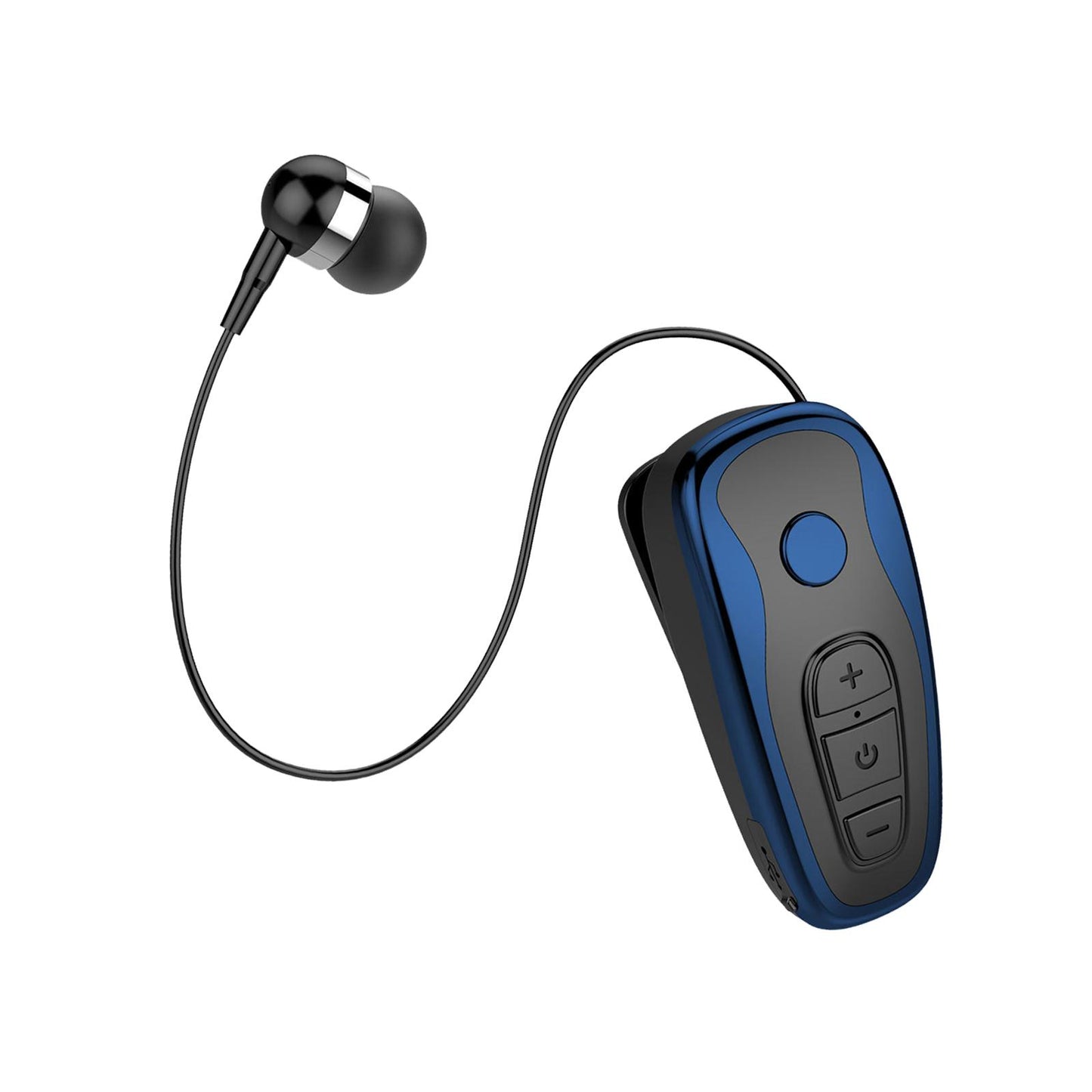 Retractable Clip On Wireless Headset with Mic for Phone Sport Running Blue