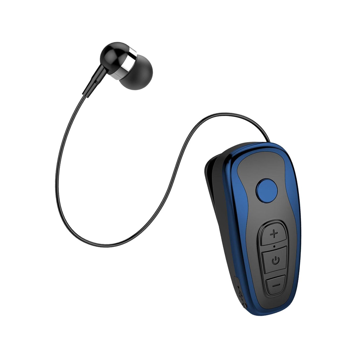 Retractable Clip On Wireless Headset with Mic for Phone Sport Running Blue