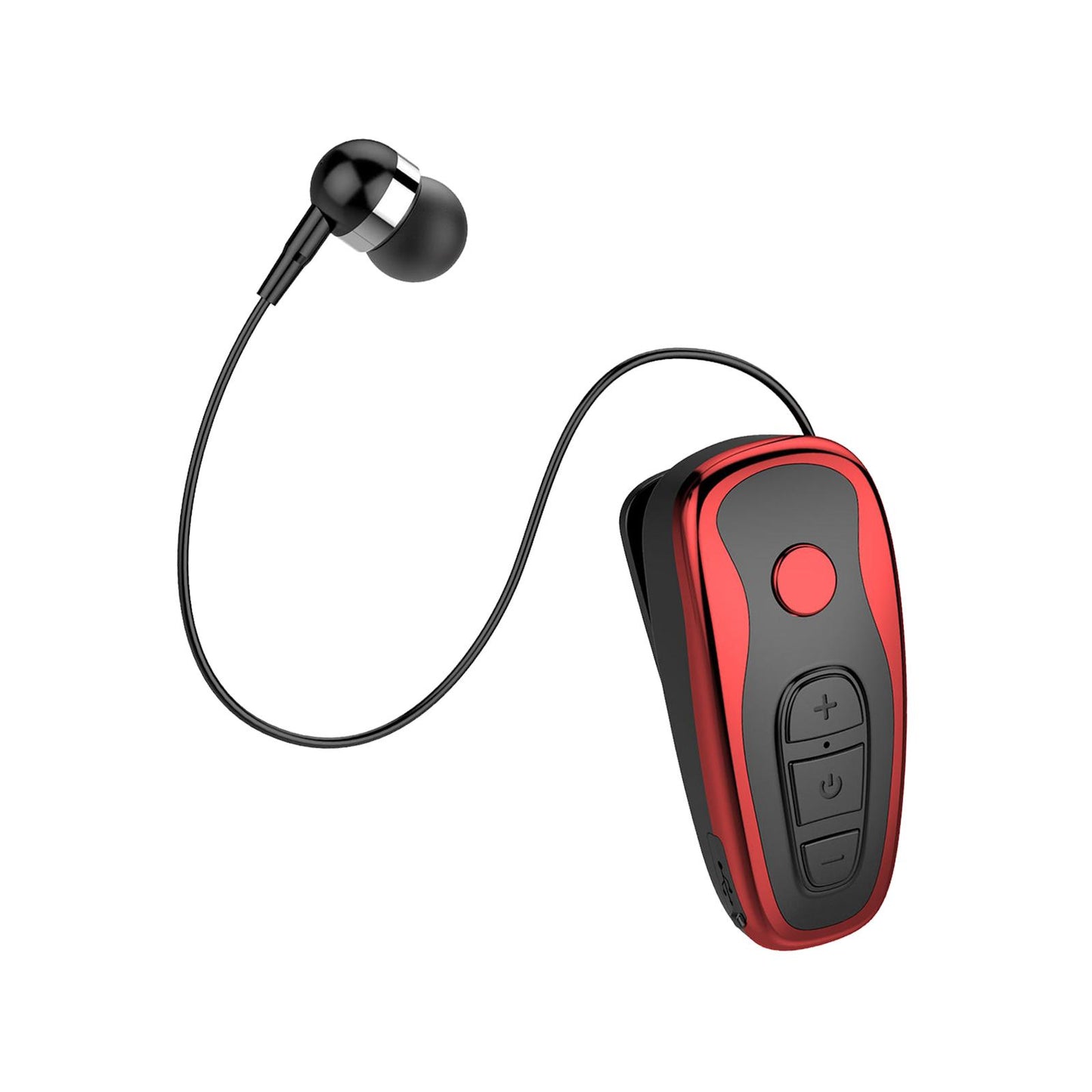 Retractable Clip On Wireless Headset with Mic for Phone Sport Running Red